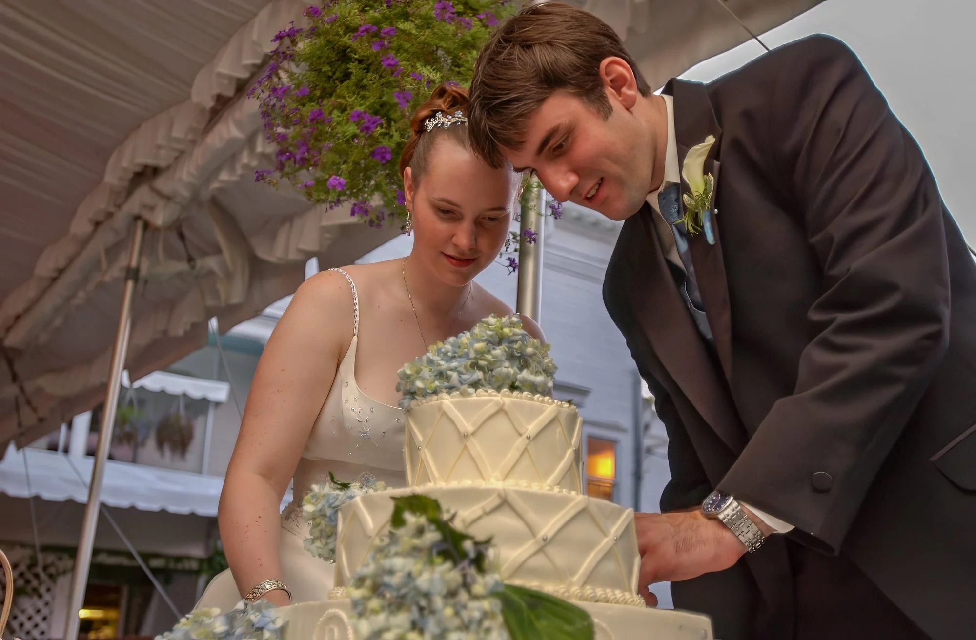 Cutting the Wedding Cake at Inn at Mystic Reception