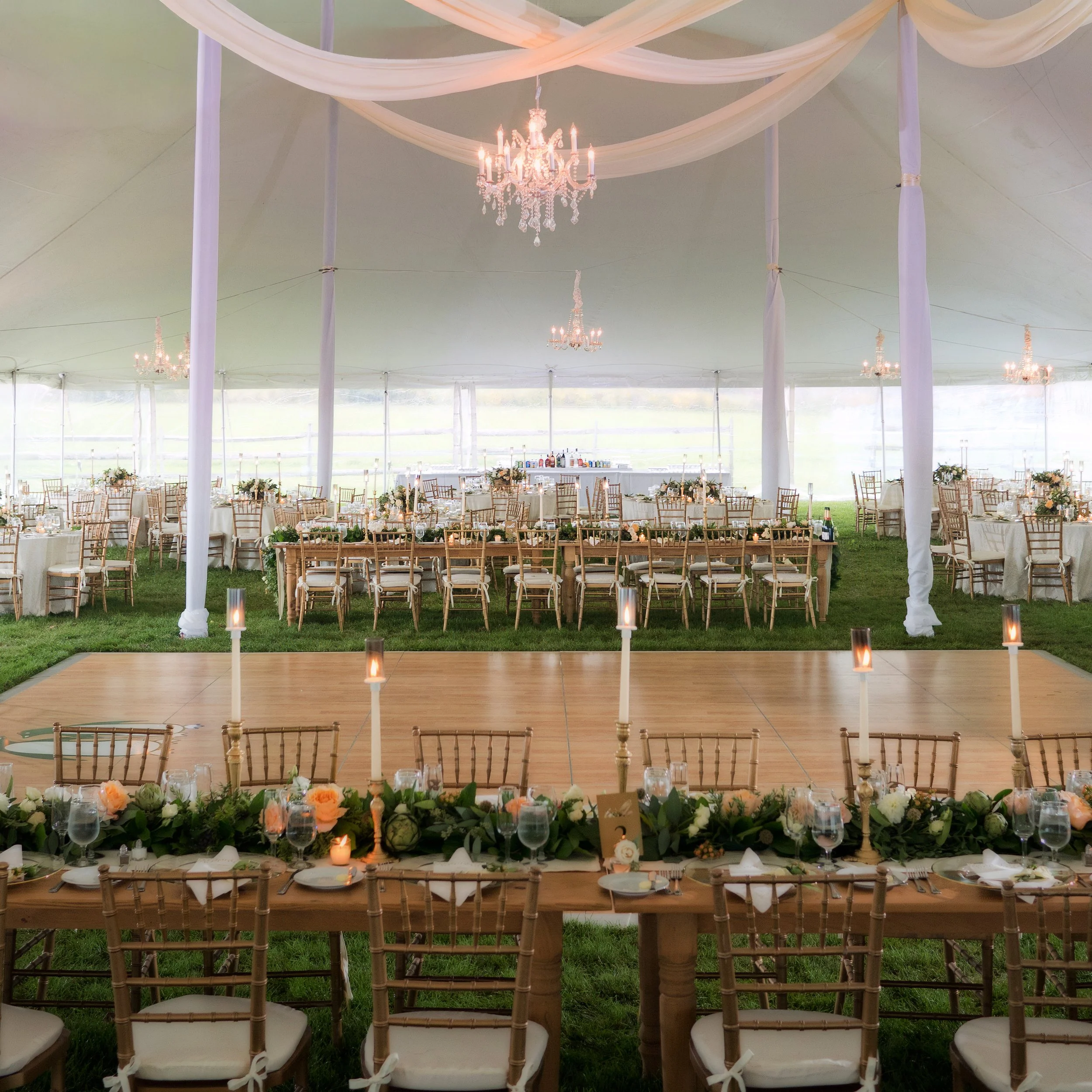 Tented Wedding Reception Decor at Lion Rock Farm