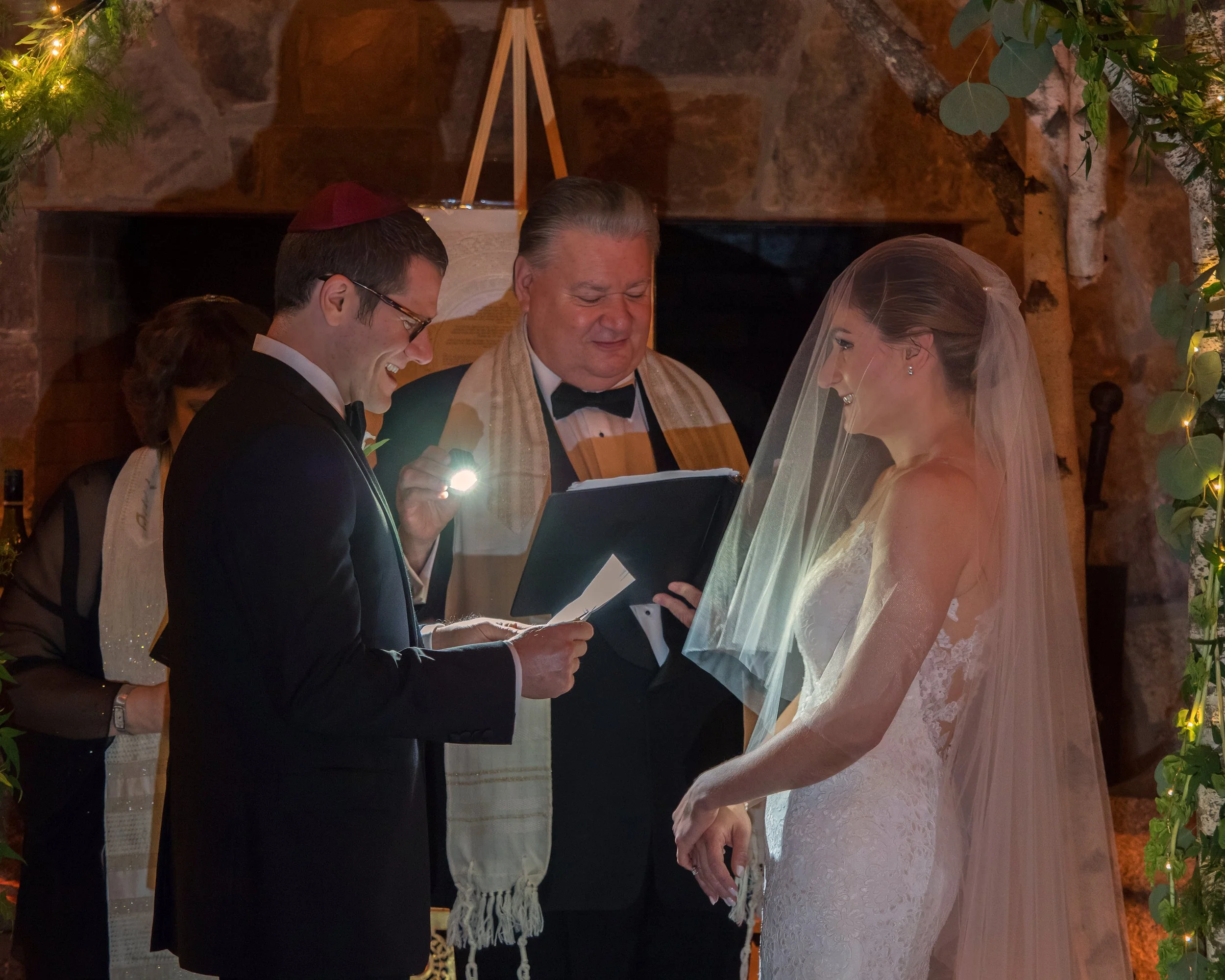 Groom Reading Vows in the Barn at Lion Rock Farm