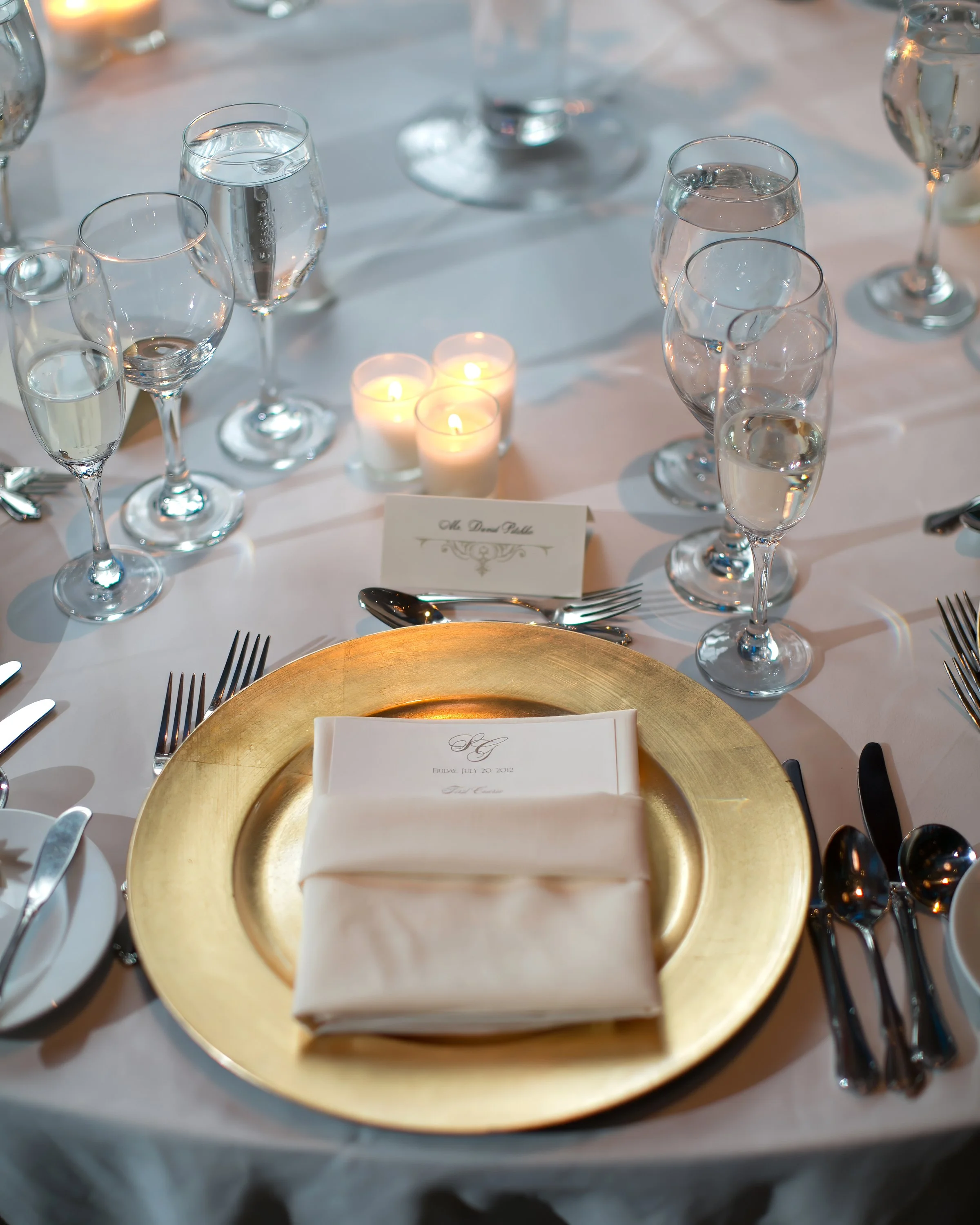 Elegant Place Setting at The Society Room of Hartford Wedding