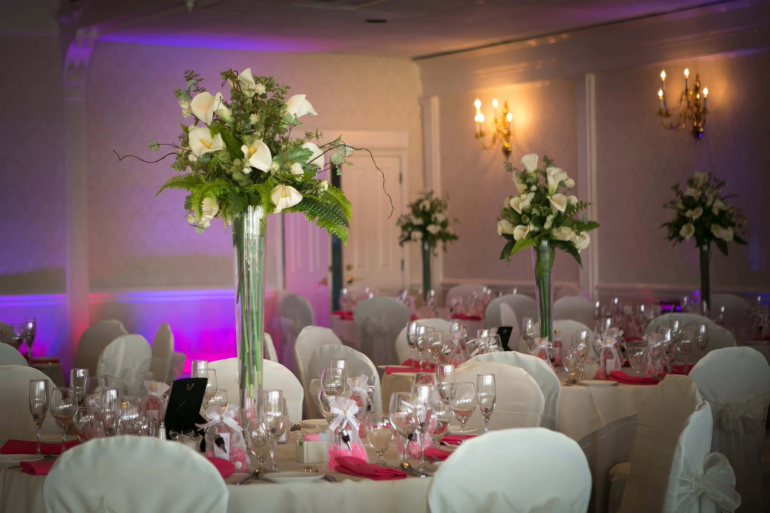 Tall Floral Centerpieces at Amarante’s Sea Cliff Wedding