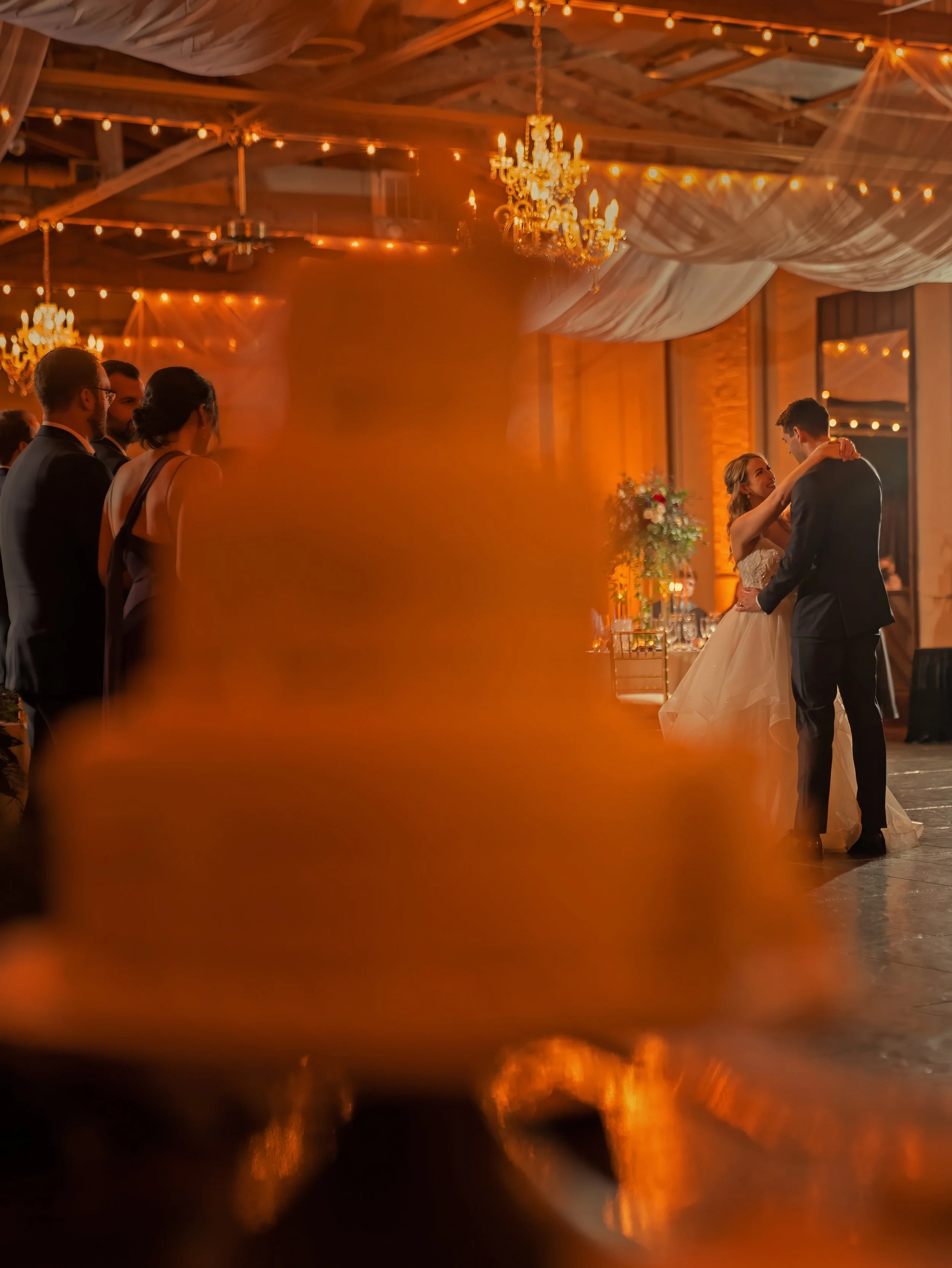 First Dance Framed by Wedding Cake at Savannah Station