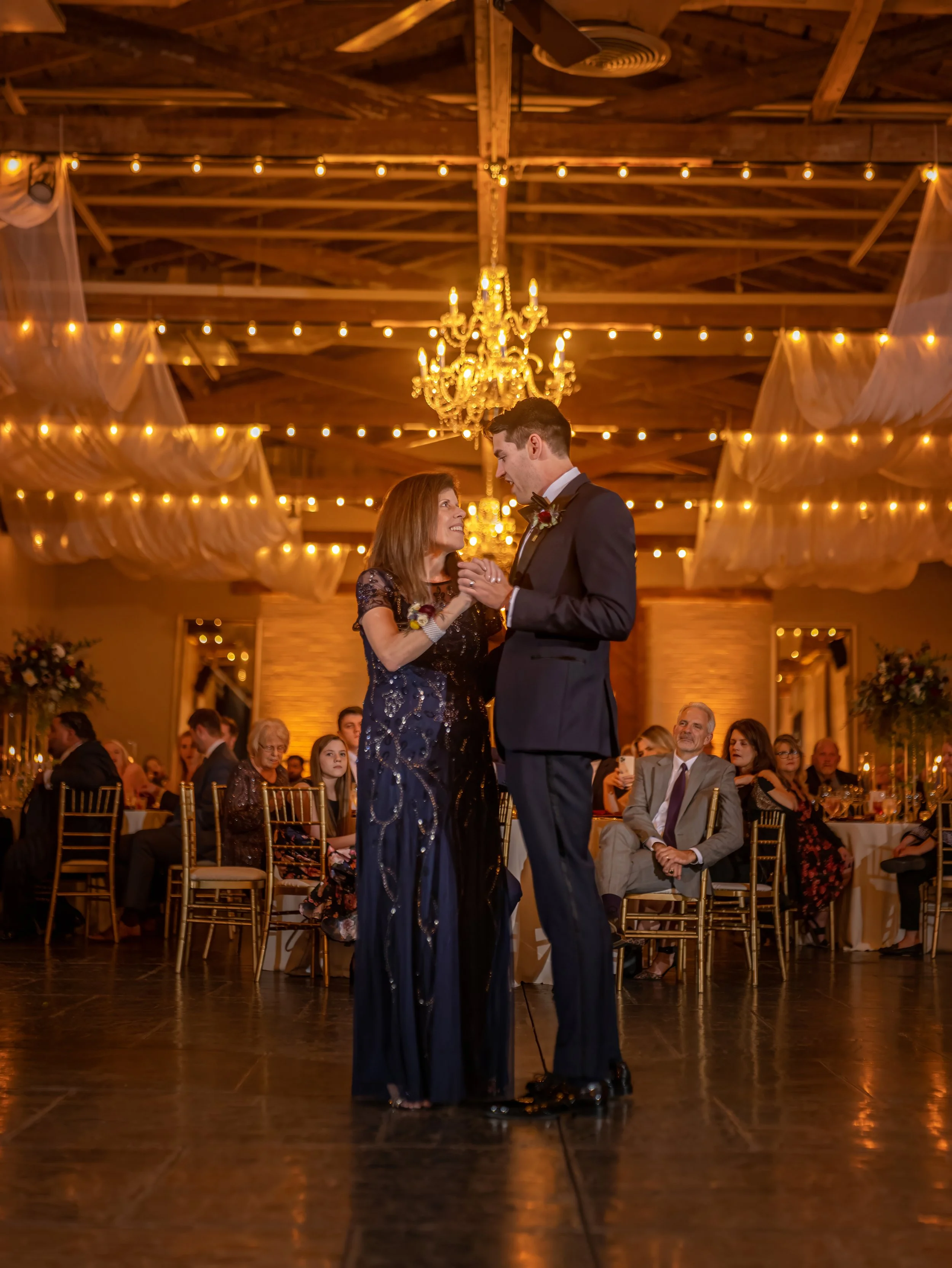Groom Dancing with Mother at Savannah Station Reception