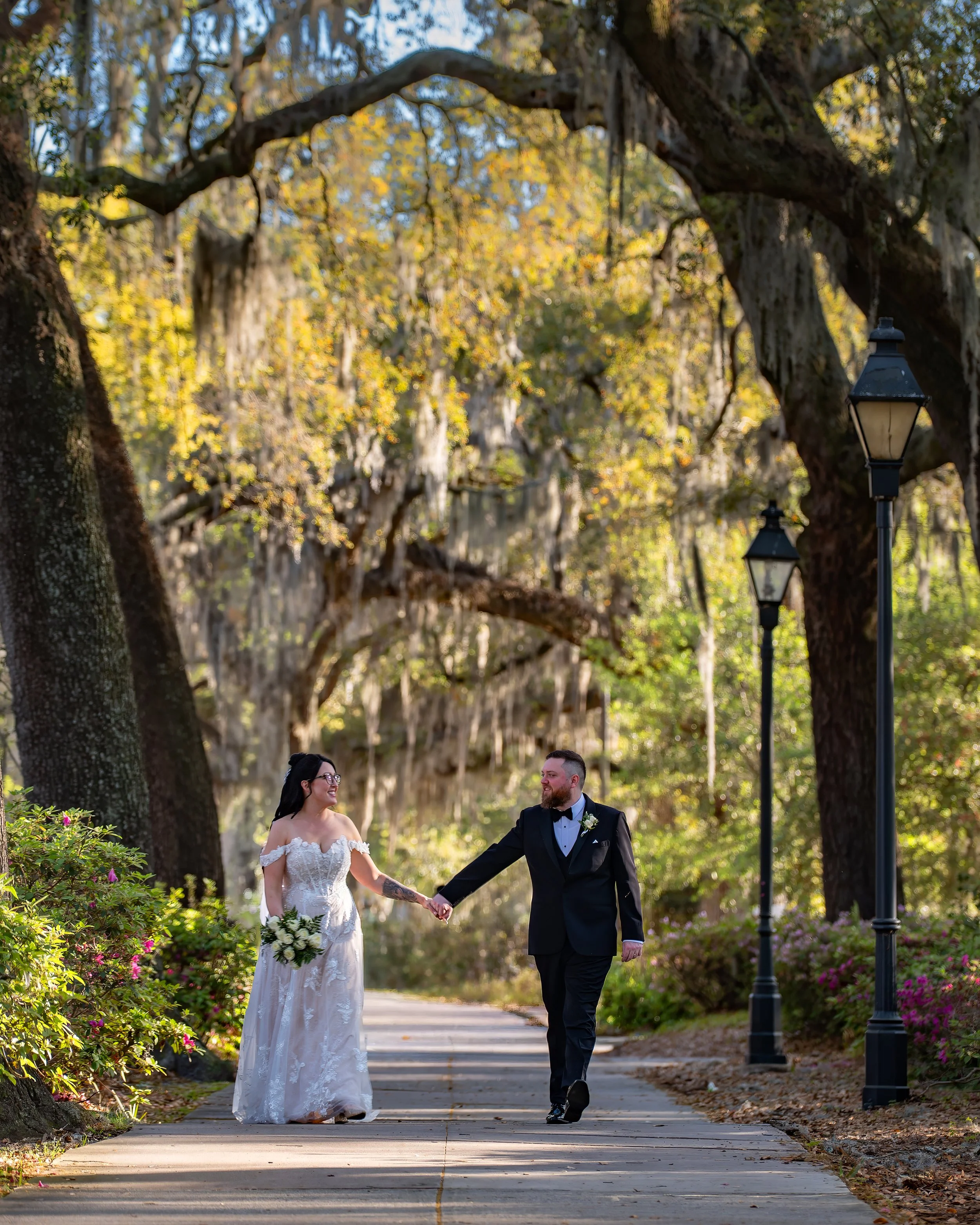 Wedding Portraits Along Drayton Street in Forsyth Park