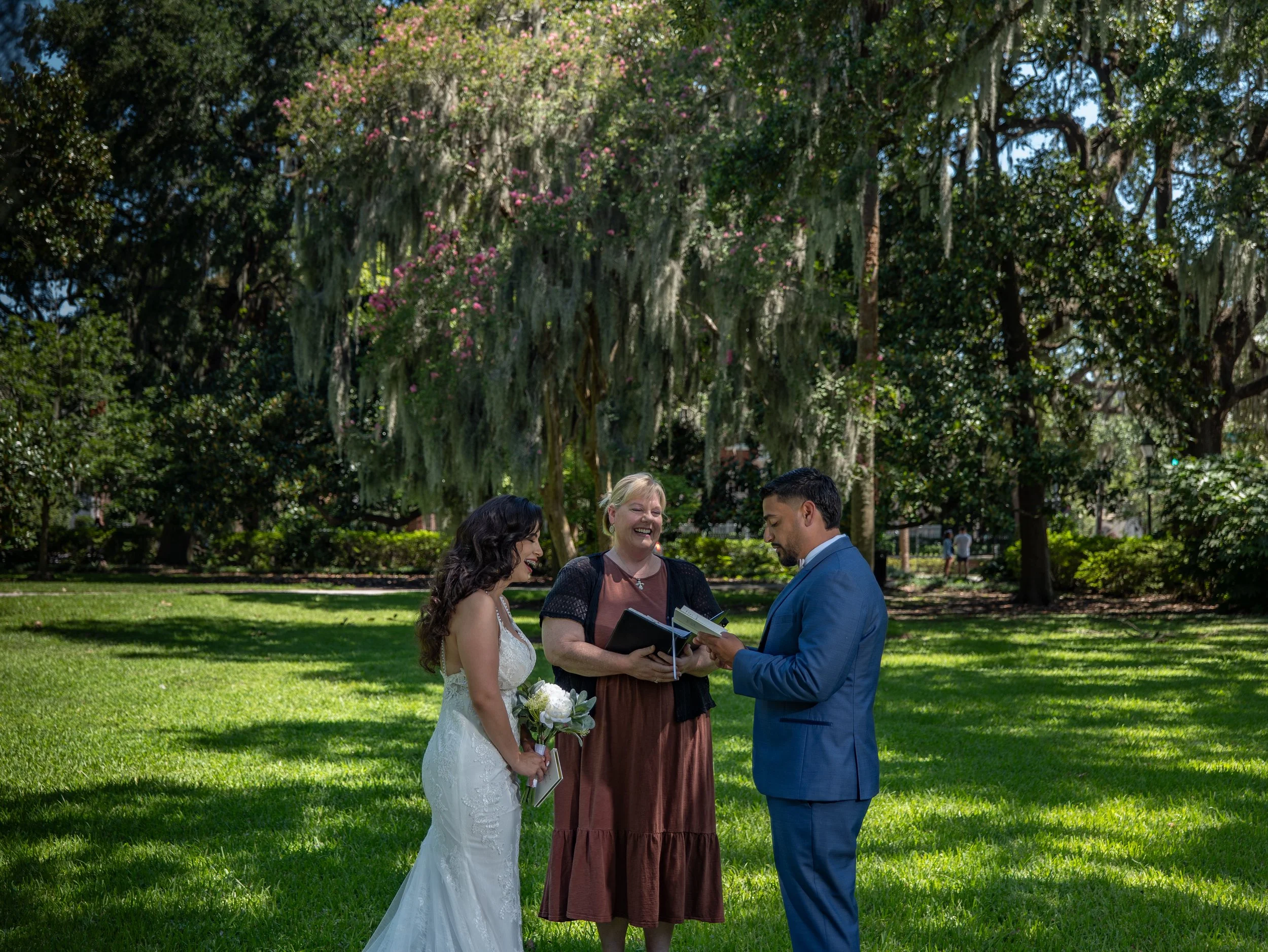 Intimate Wedding Ceremony Under the Live Oaks in Forsyth Park