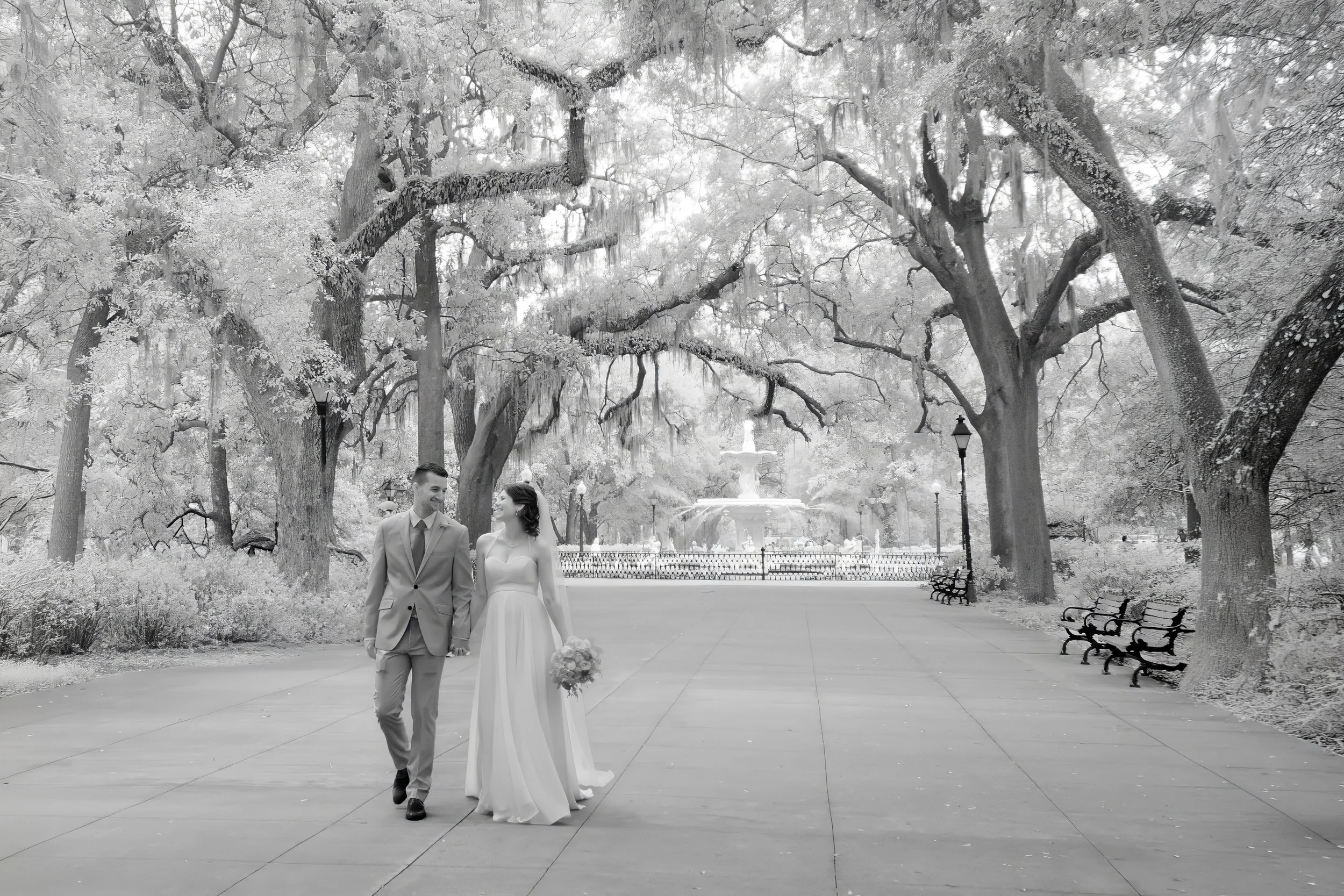 Fine Art Infrared Wedding Portraits in Forsyth Park