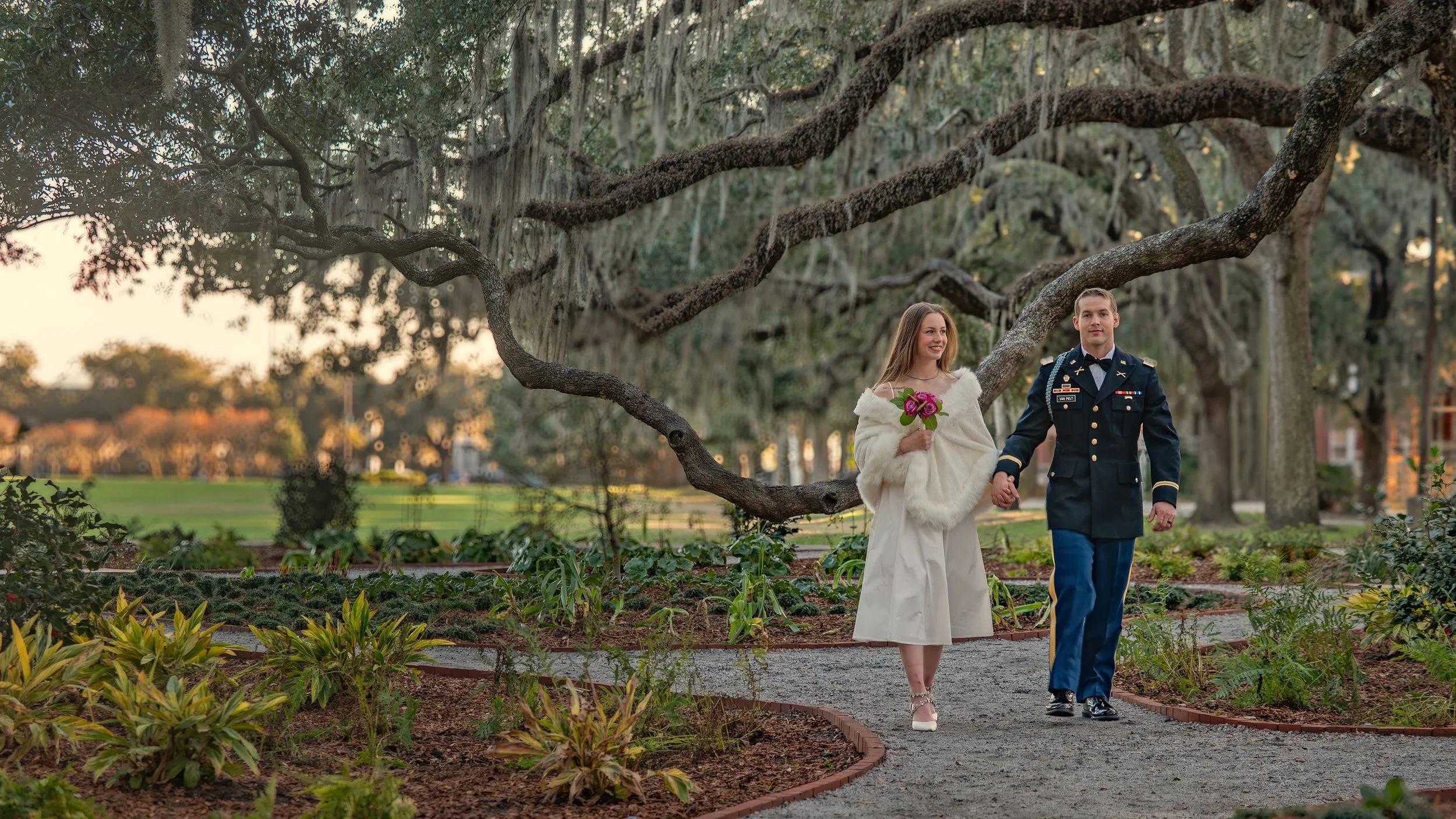 Candid Wedding Portraits in the Shade Garden at Forsyth Park