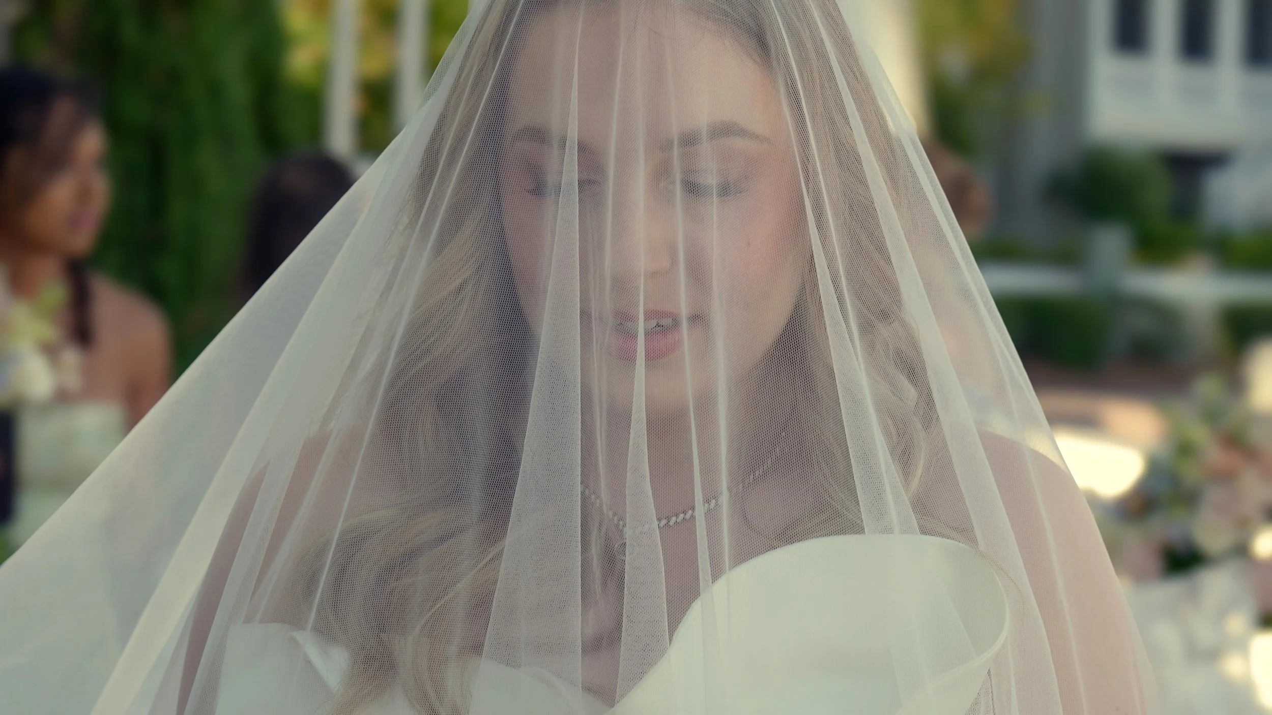 Bride Under Veil Walking Down the Aisle South Carolina Yacht Club Wedding Hilton Head