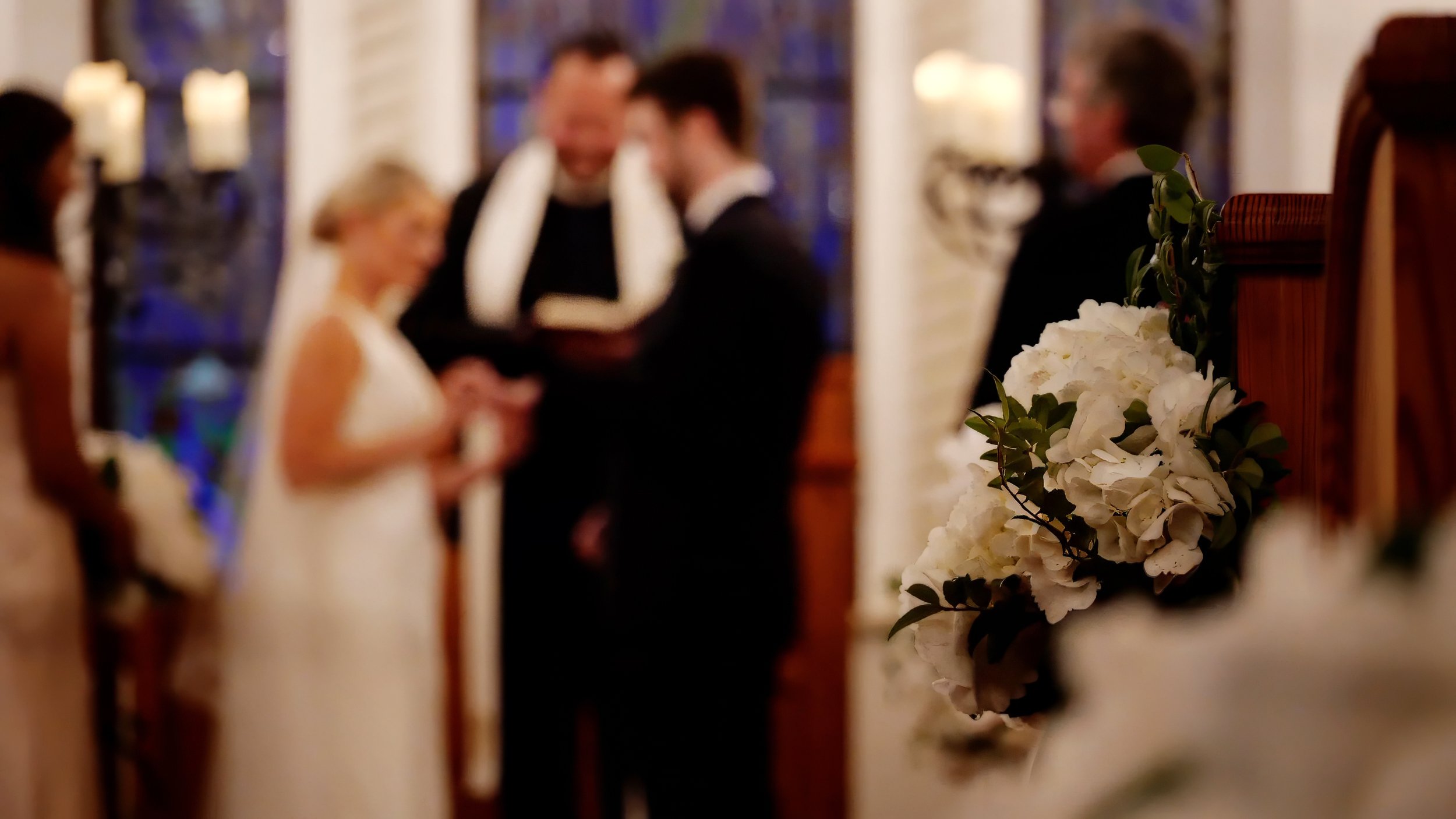 Wedding ceremony details in the chapel at Sea Island Resort