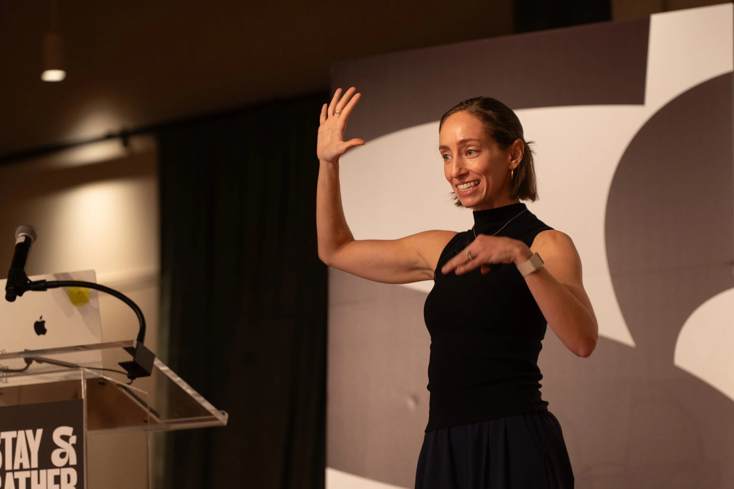 Bree Groff speaking at the Stay and Gather conference in Savannah, Georgia.