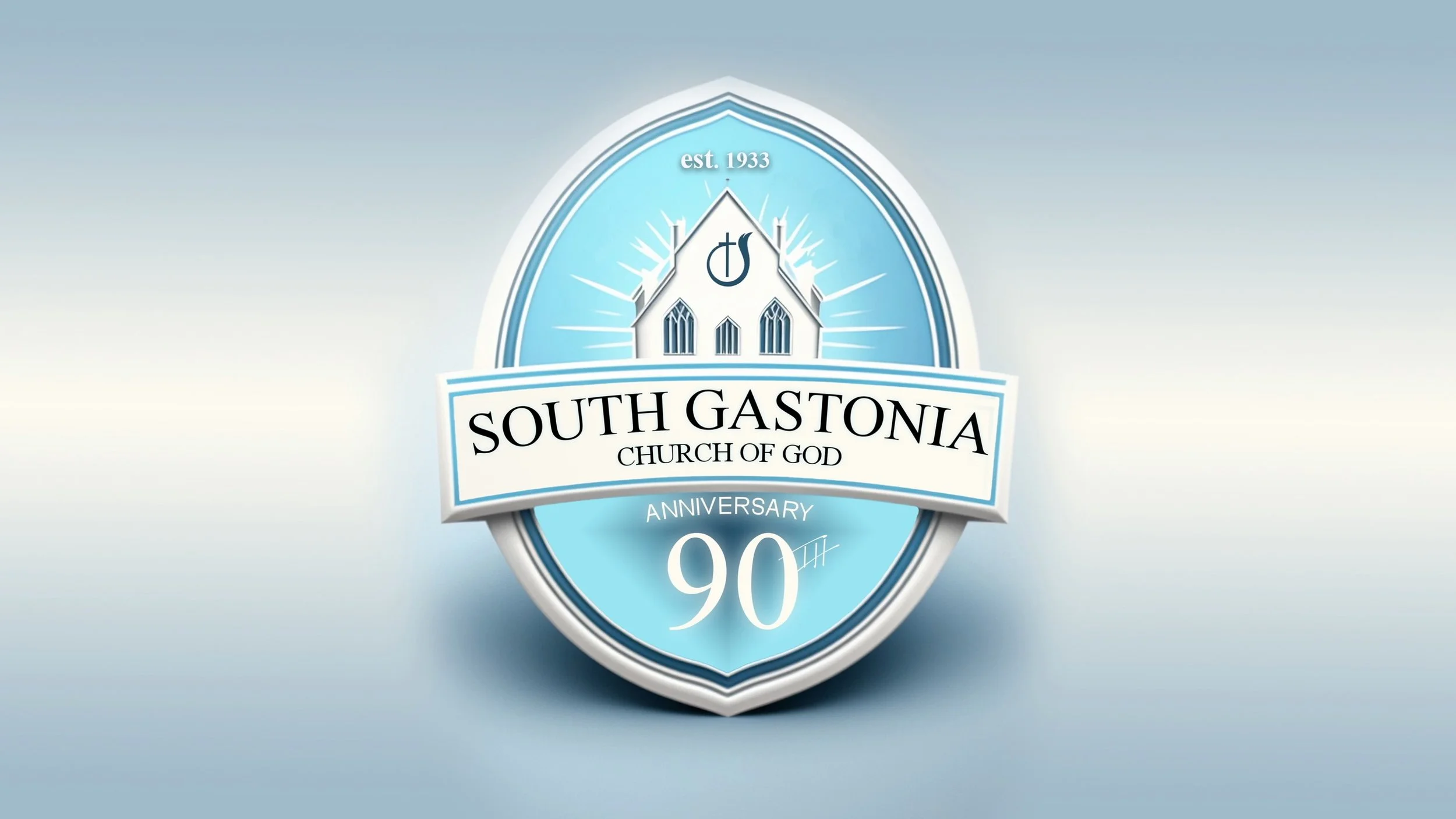 Custom South Gastonia Church of God 90th anniversary logo and documentary video bumper designed by Charles Maring for the celebration.