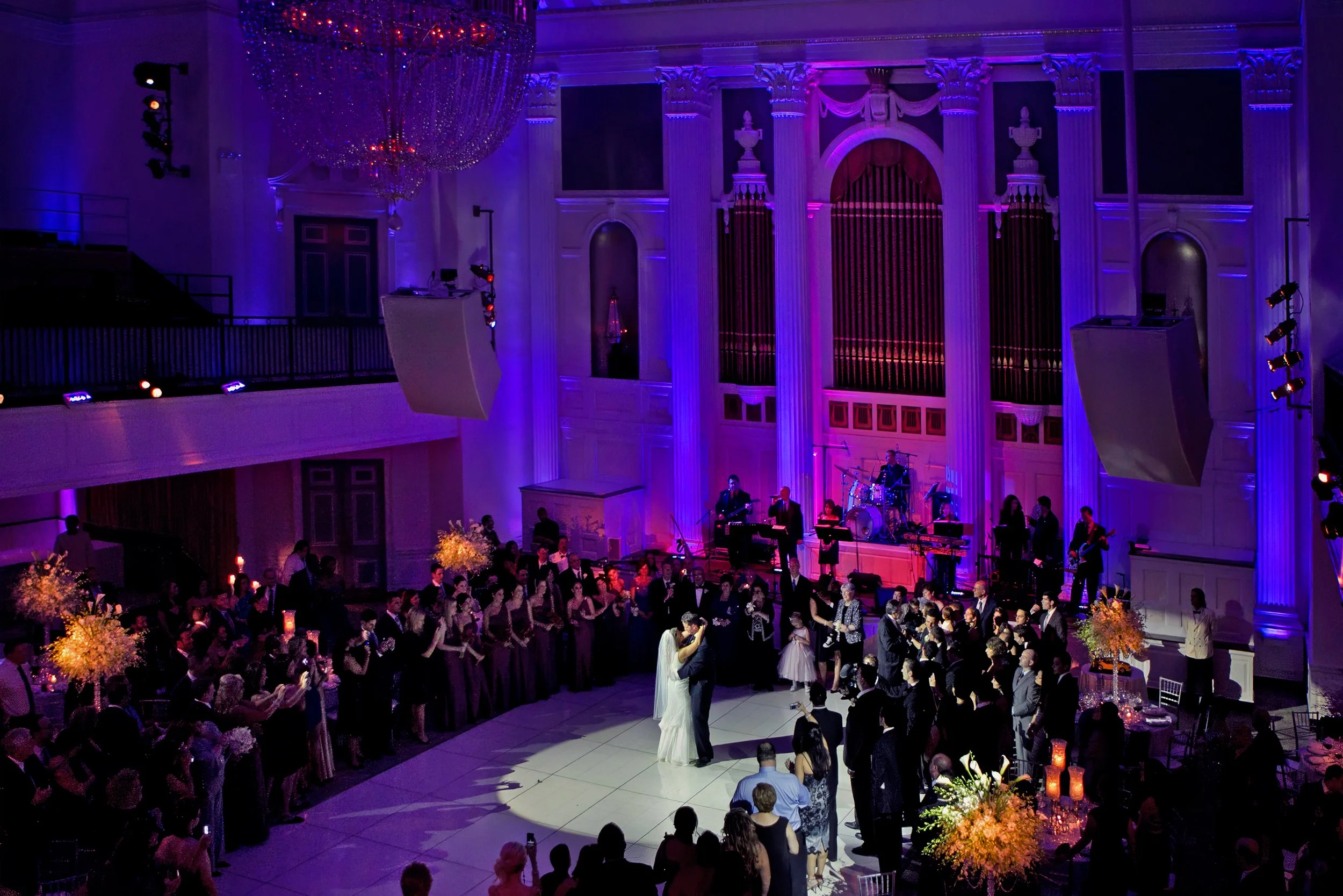 Sweeping view of bride and groom's first dance at 583 Park Avenue.