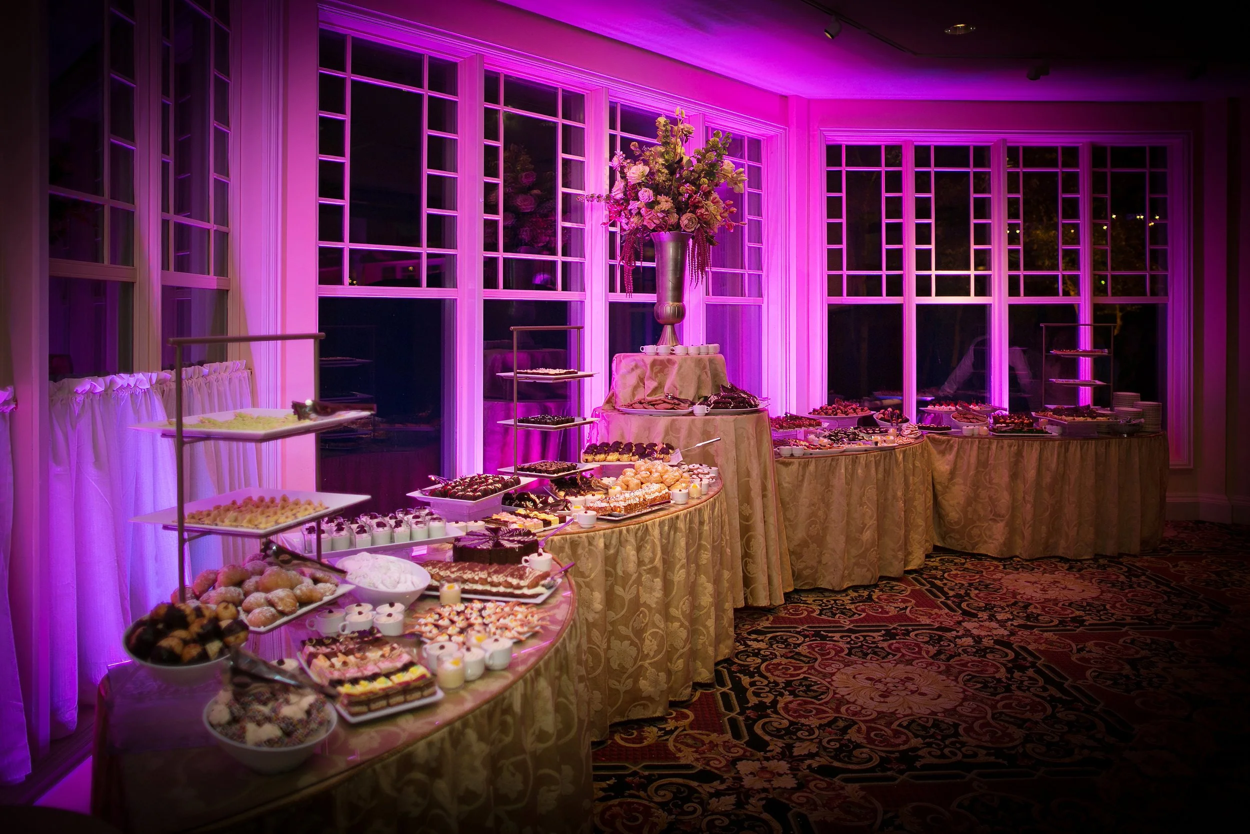 The Venetian dessert table at a Waterview wedding reception.