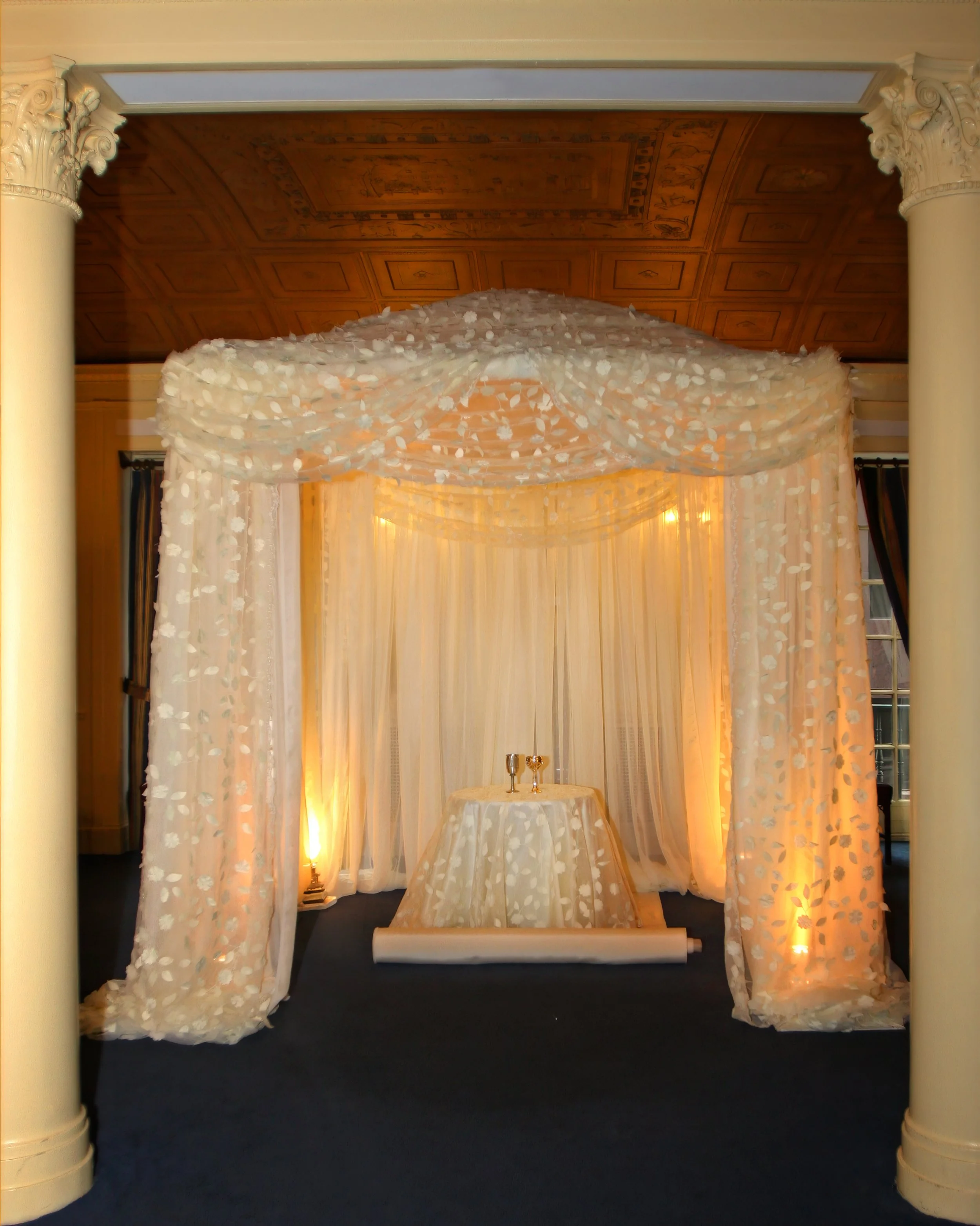 Chuppa set up for a wedding ceremony at the Yale Club