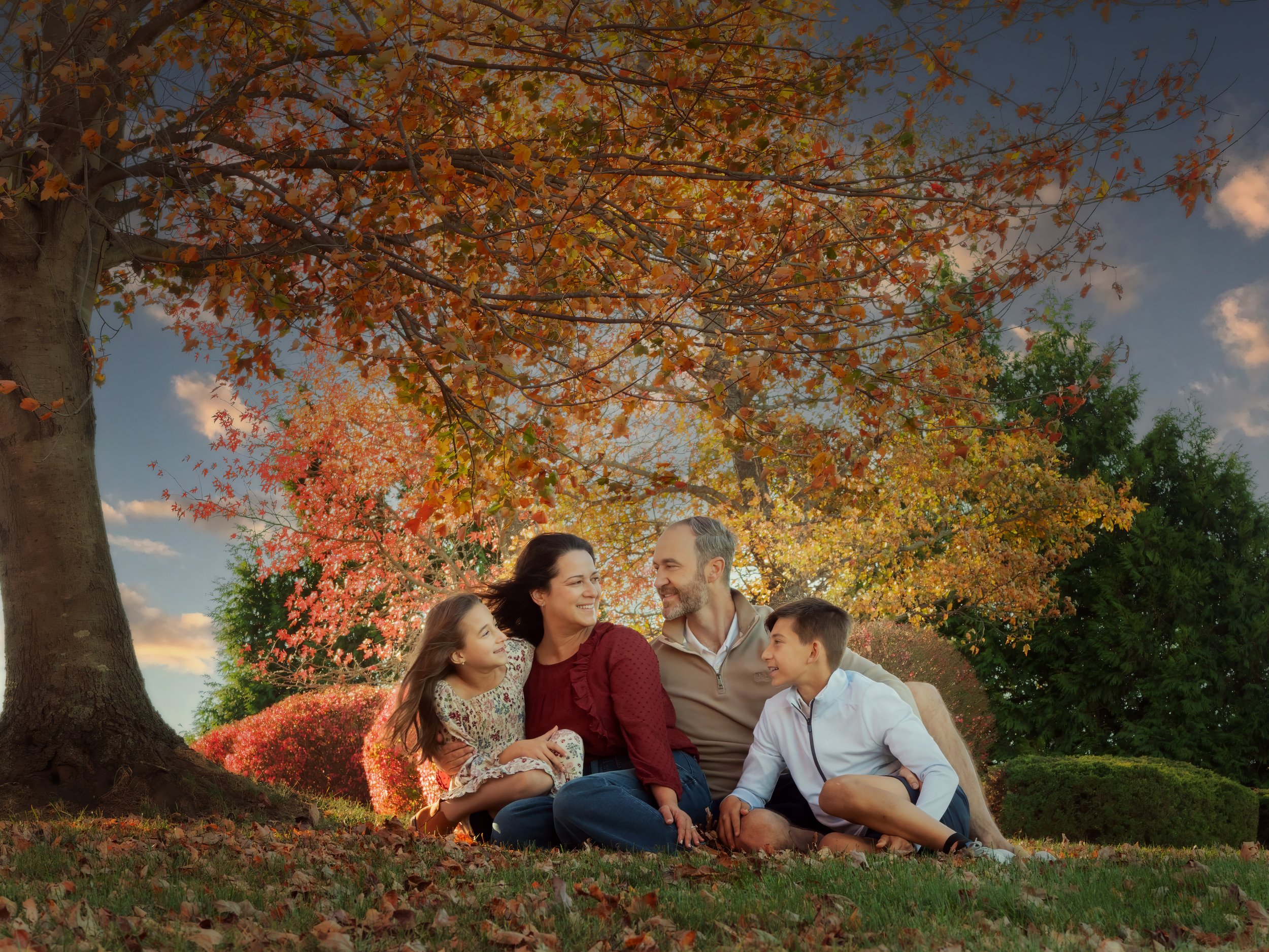 Fall family portraits at home in Wallingford, Connecticut