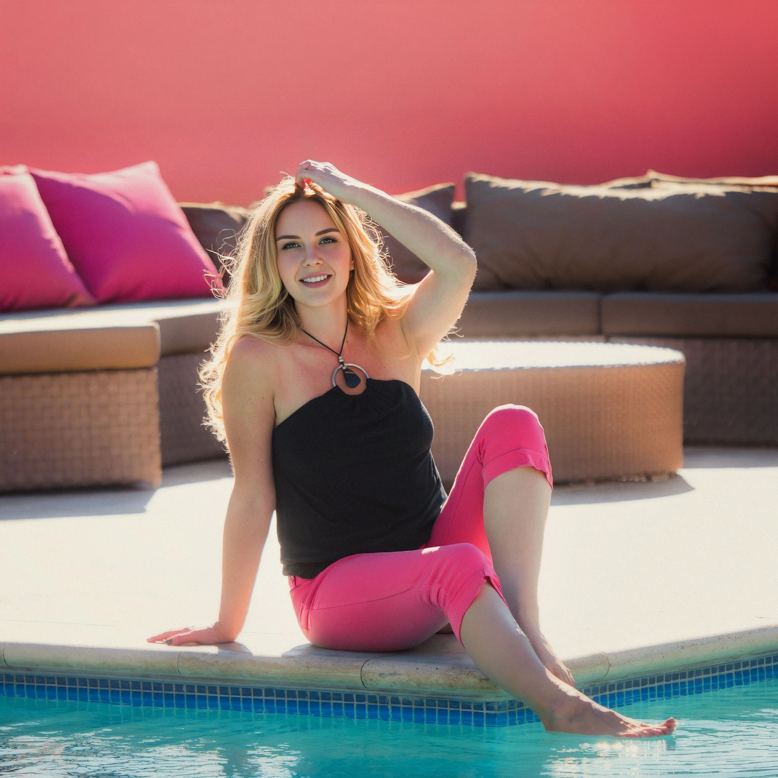 Savannah Senior Portrait at Home by the Pool