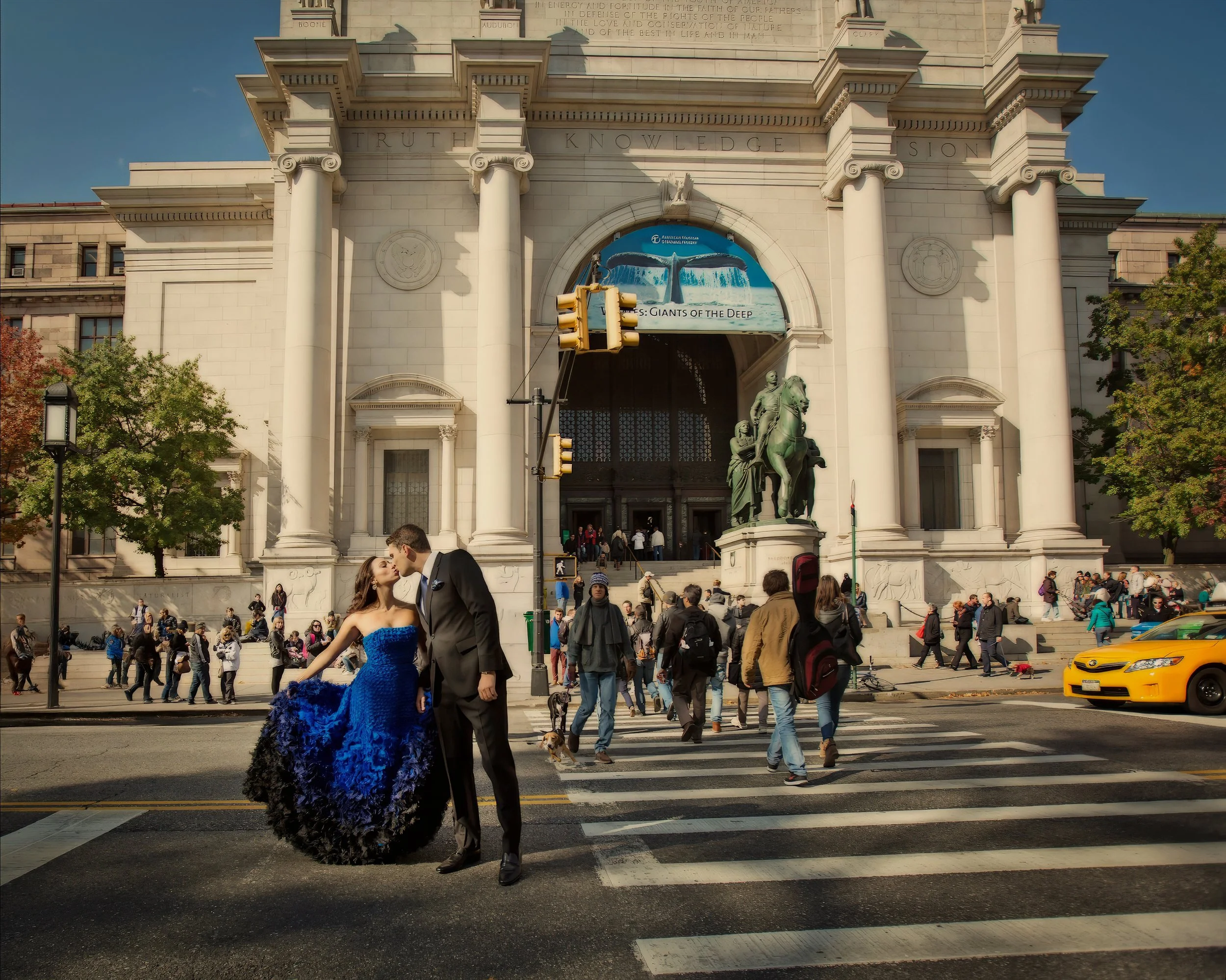 Central Park West bride and groom portrait