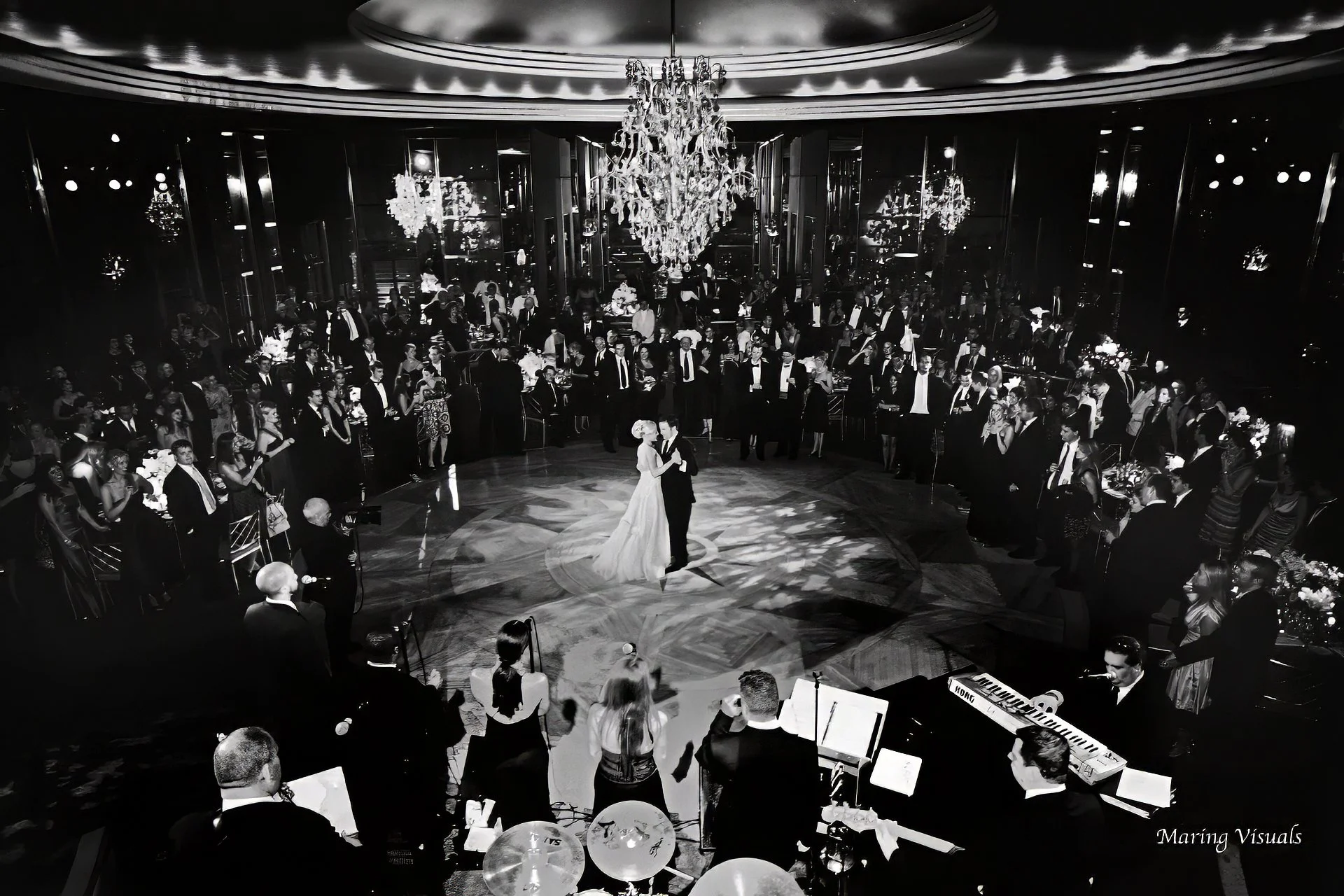 Bride and groom celebrate their first dance at the Rainbow Room, New York City