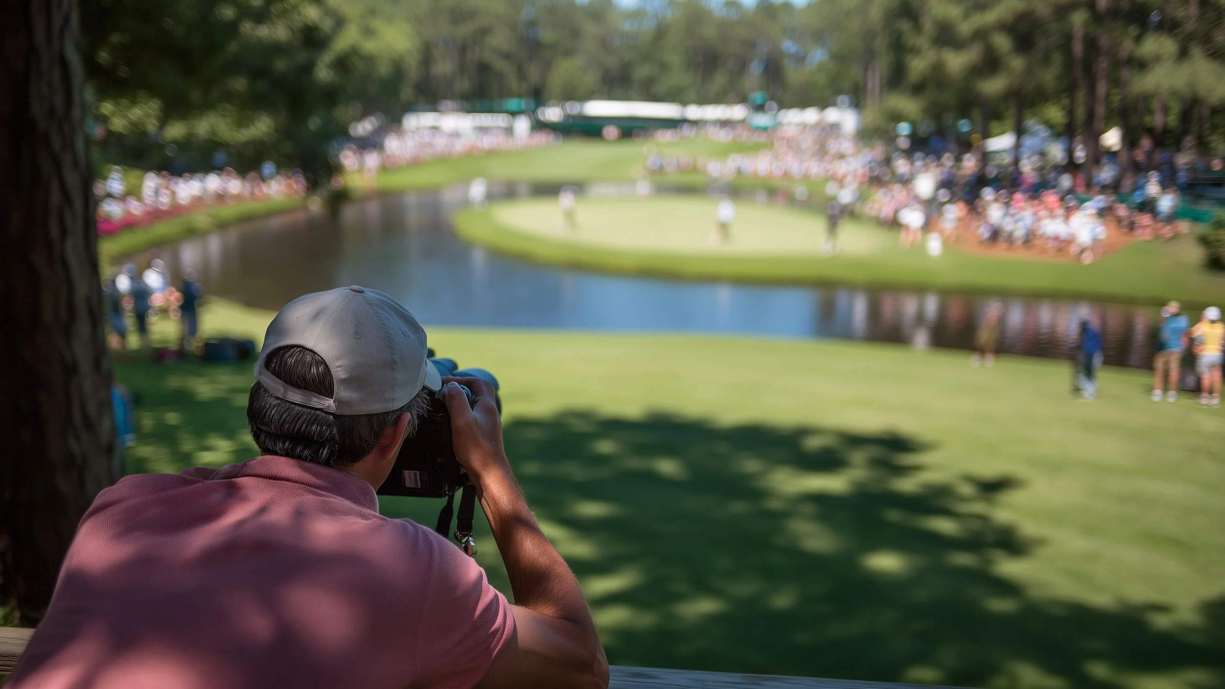 Photographer documenting a corporate golf outing in Hilton Head from a distance.