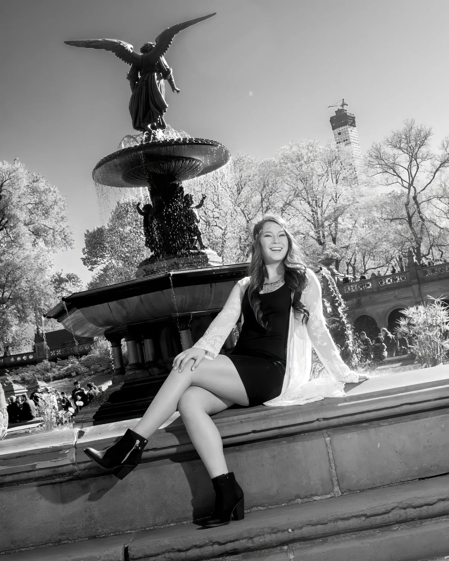 Senior Portrait in Central Park at Bethesda Fountain