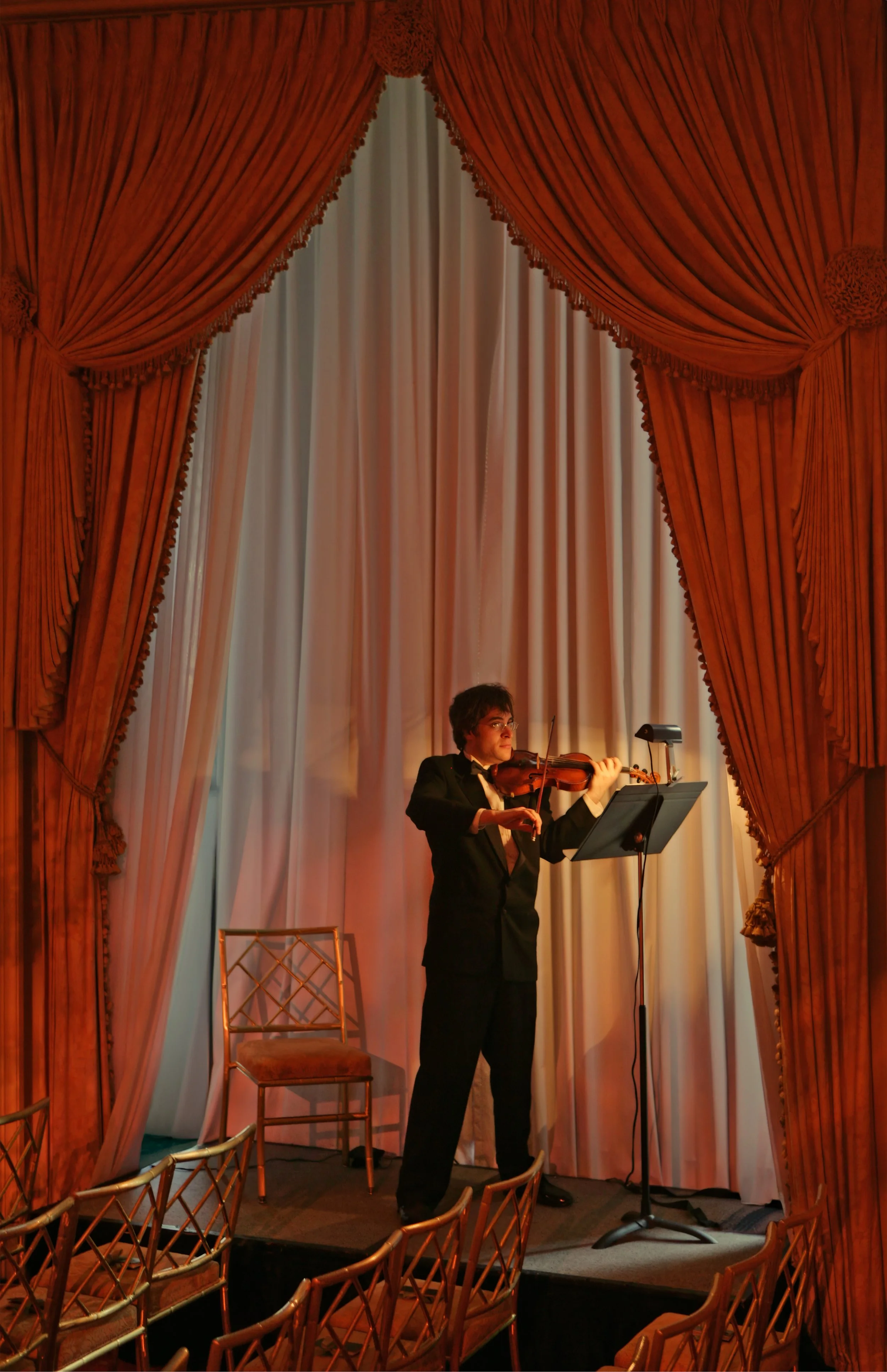 Violinist performing during wedding ceremony processional at The Pierre Hotel NYC