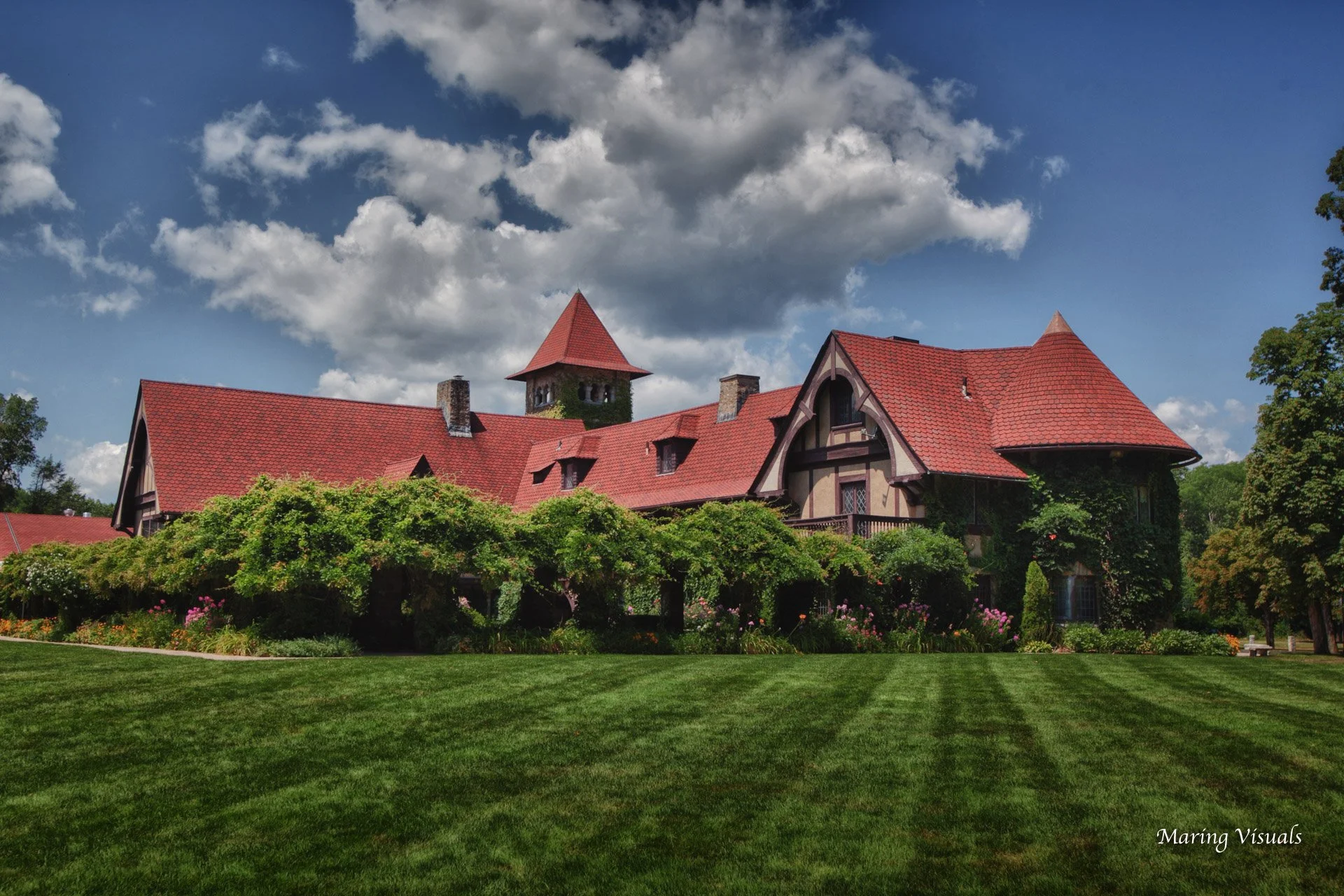 Exterior daytime view of Saint Clements Castle in Portland CT
