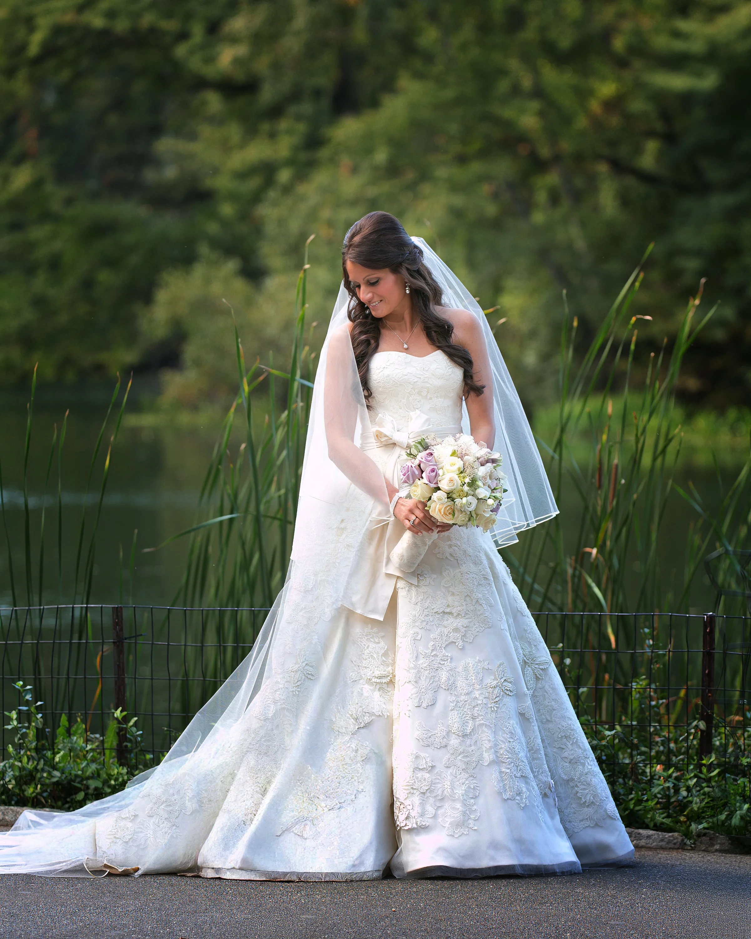 Portrait of the bride in Central Park just steps from the Plaza Hotel NYC