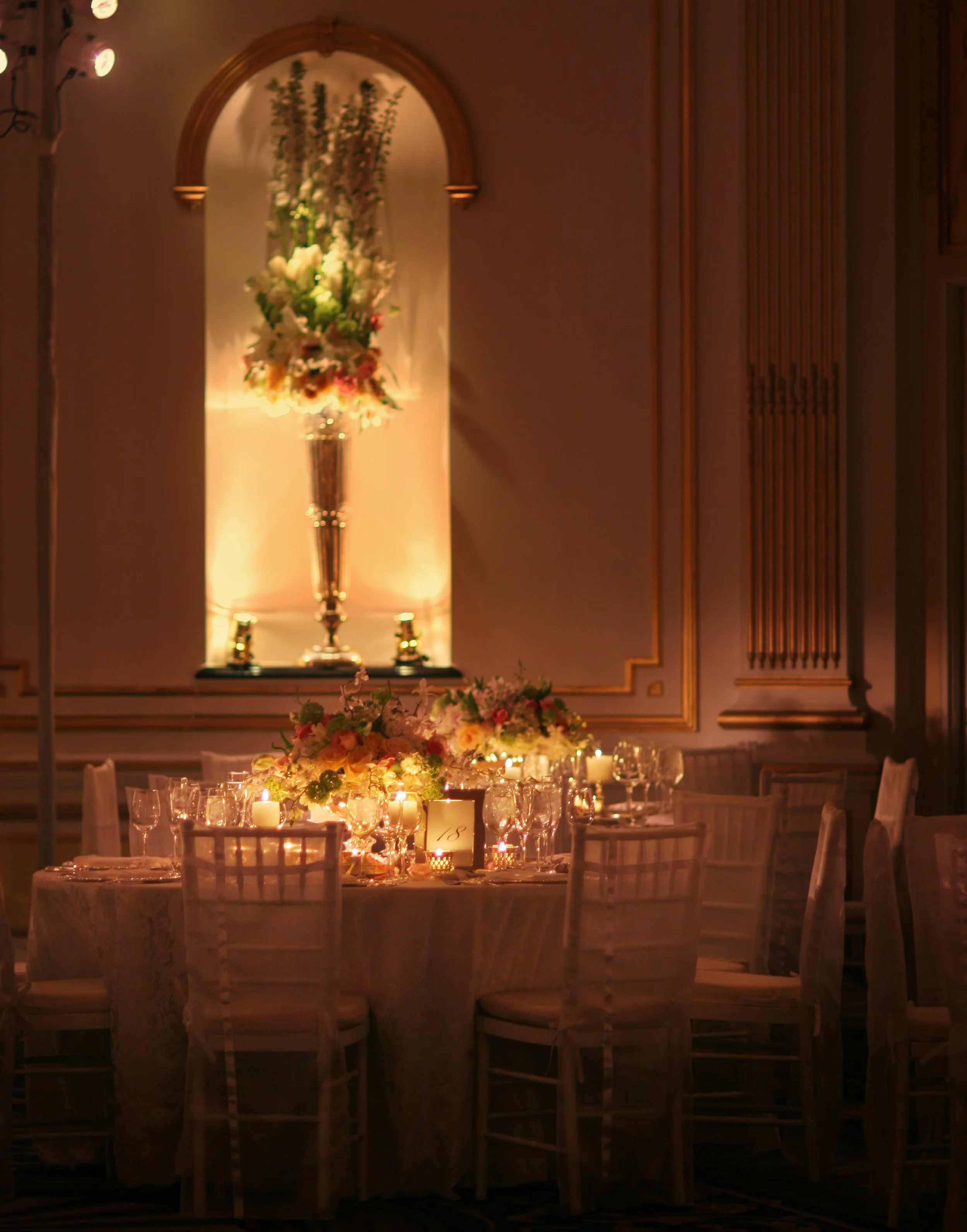 Ballroom decor at the New York Palace Hotel