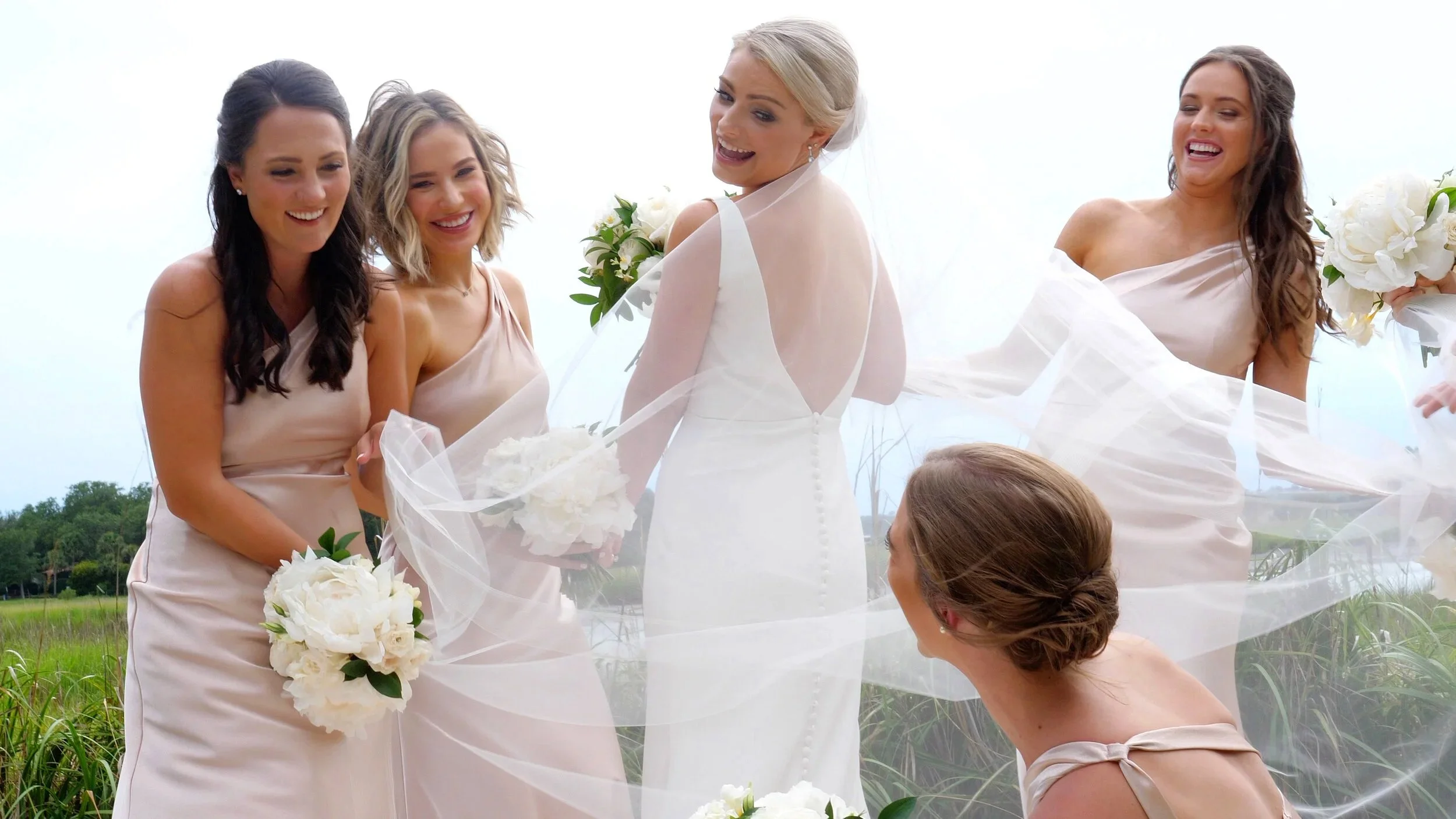 Bridesmaids at a wedding at Sea Island Resort