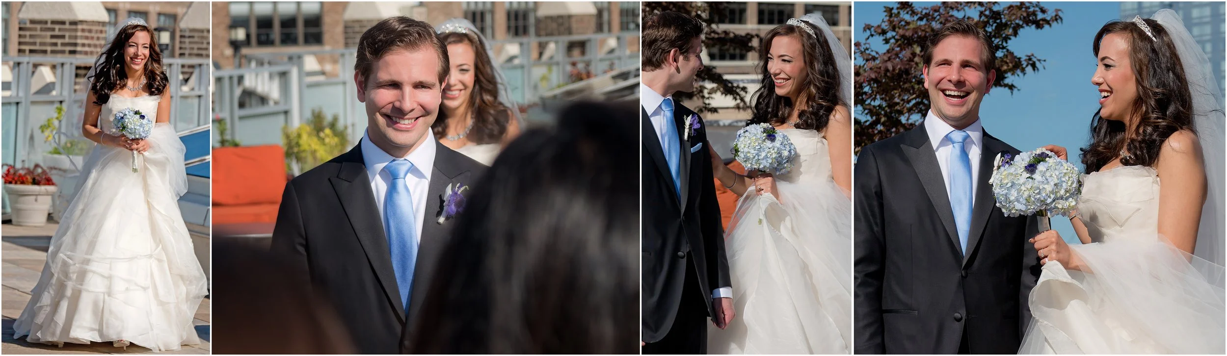 Bride and Groom first look at Tribeca Rooftop