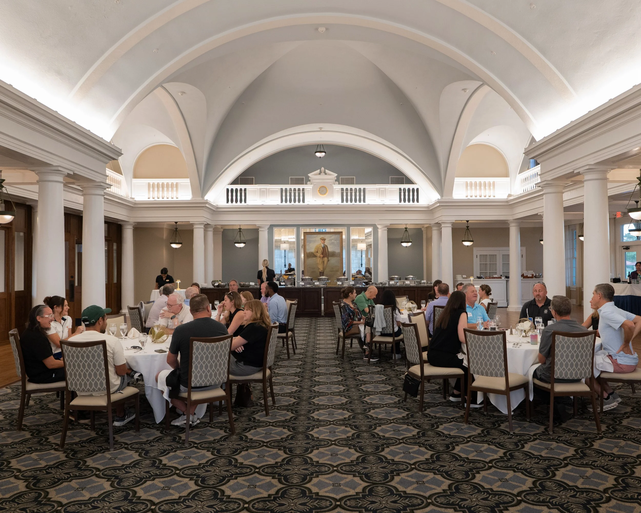 Casual dinner party in the Donald Ross room at Pinehurst Resort