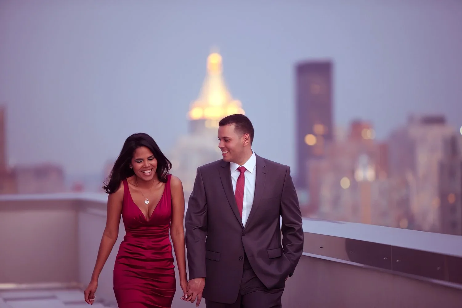 Rooftop engagement portraits West Chelsea Manhattan