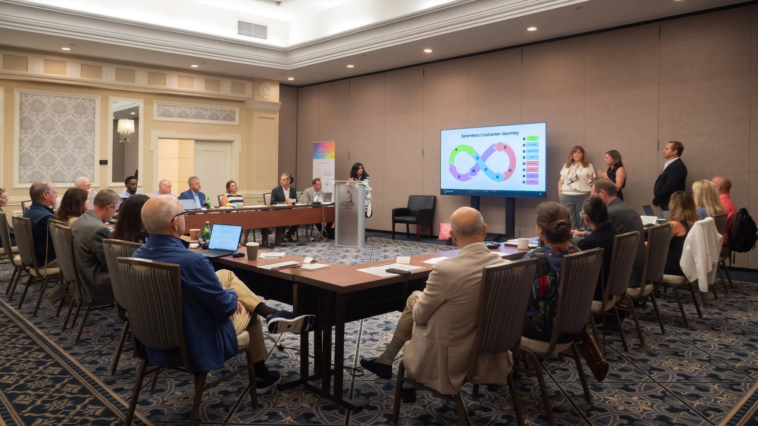 Corporate training and breakout session in Connecticut with team collaboration.