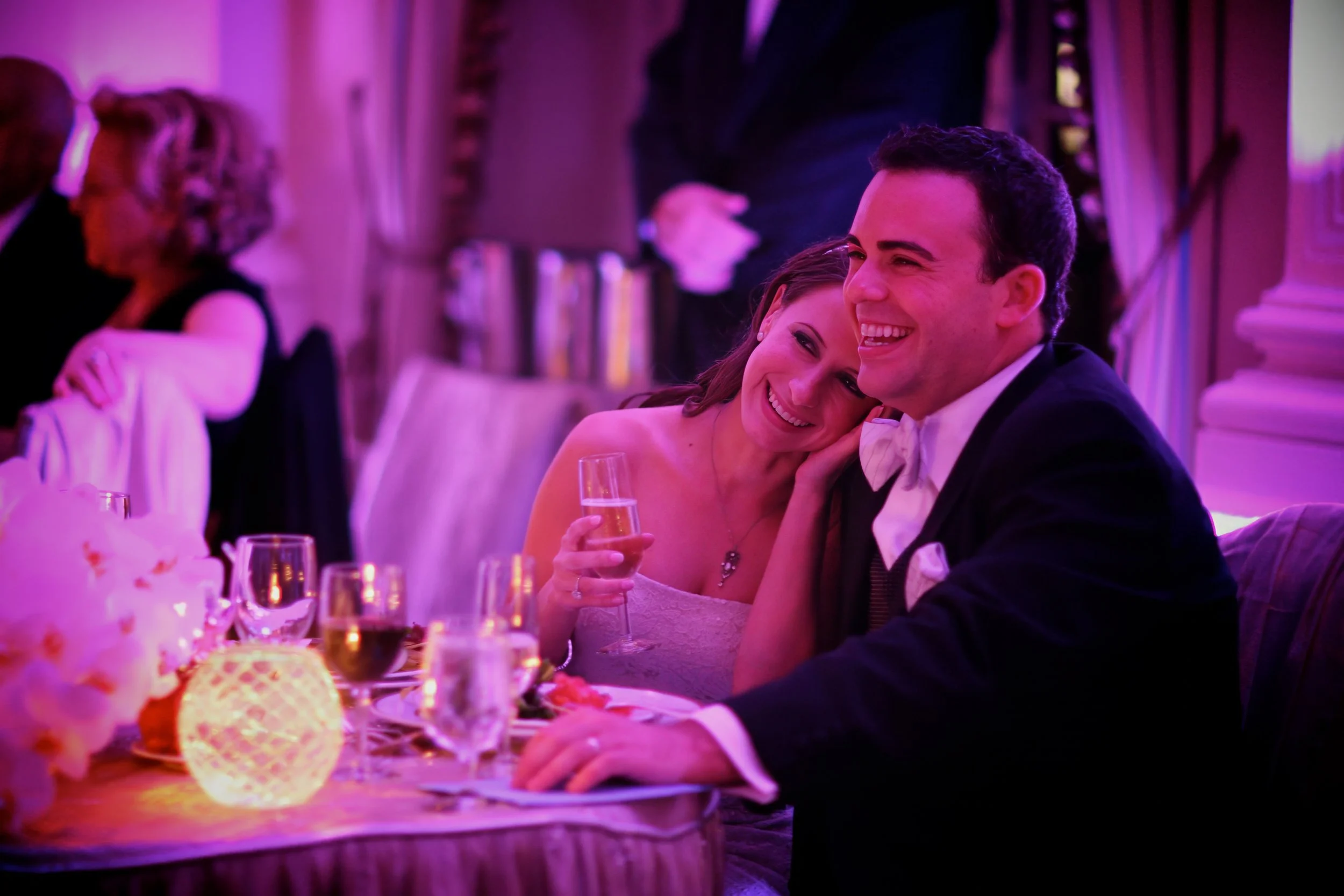 Bride and groom listen to wedding toasts at The Yale Club of New York City Midtown Manhattan reception