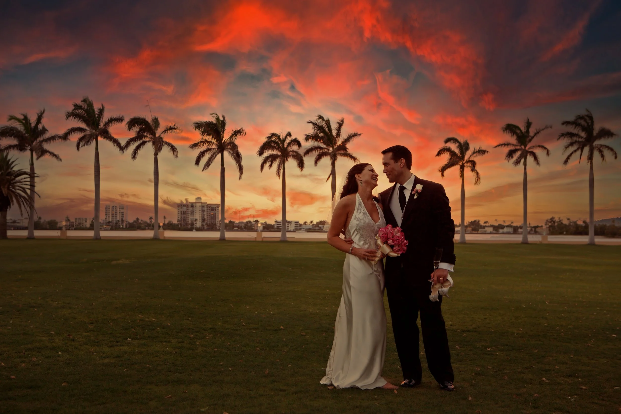 Sunset Wedding Portrait at Mar-a-Lago