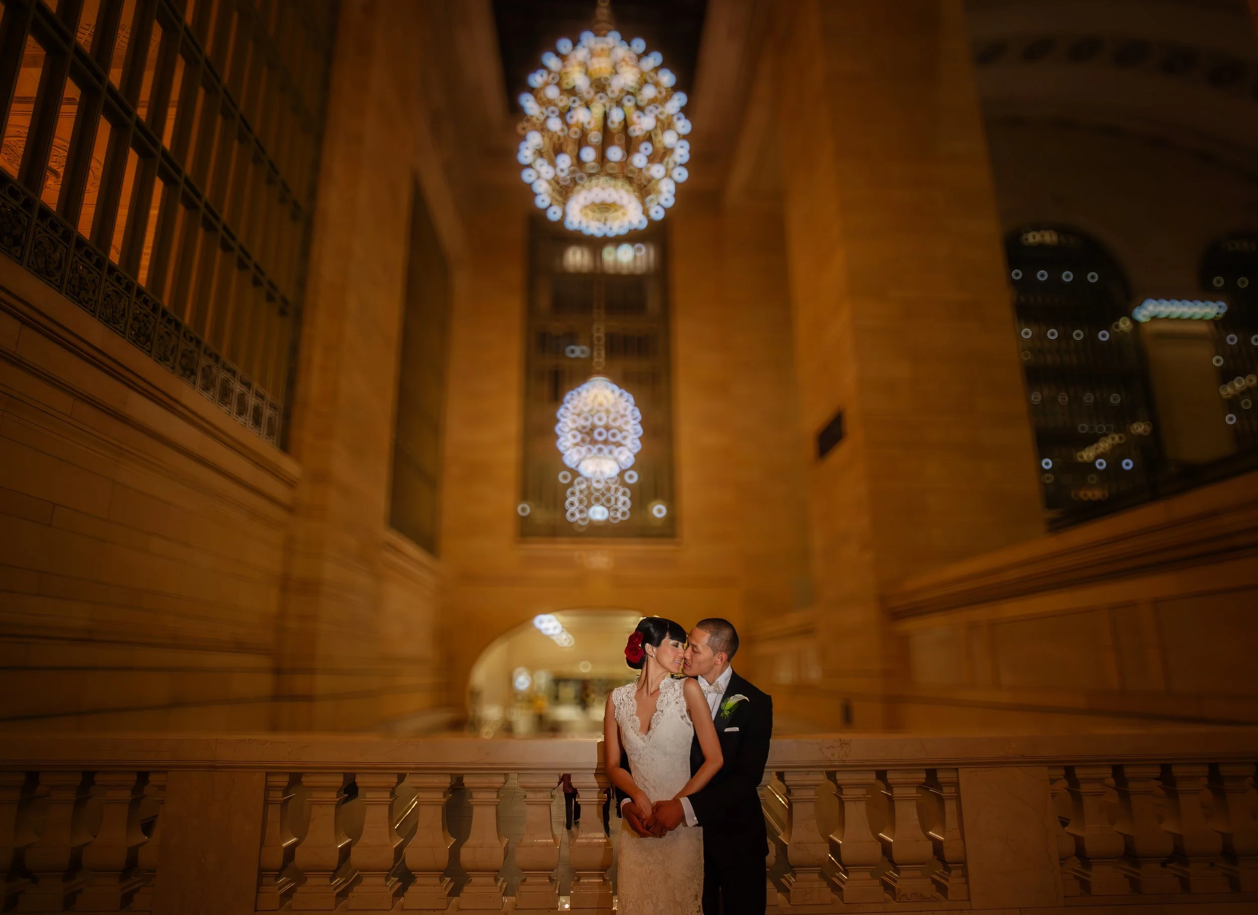 Bride and Groom Portrait at Grand Central Terminal Near Cipriani 42nd Street