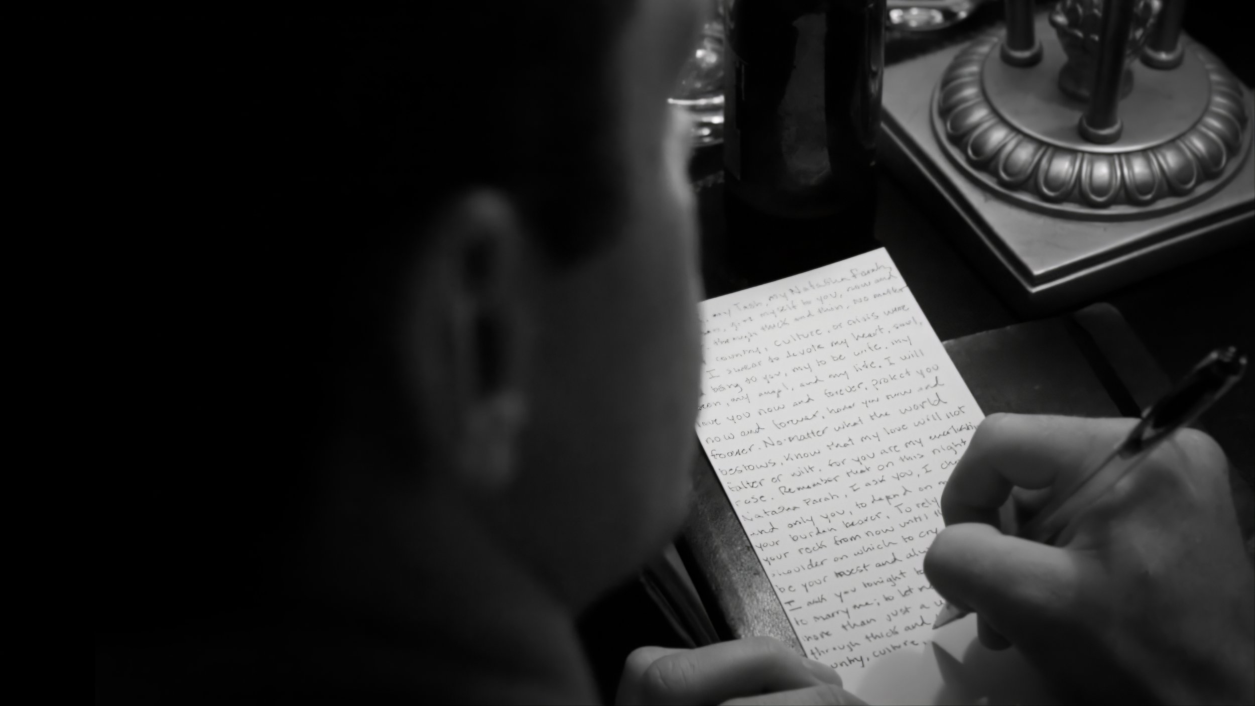 NYC Wedding Videographer Maring Visuals captures the groom writing his vows at The Plaza Hotel NYC