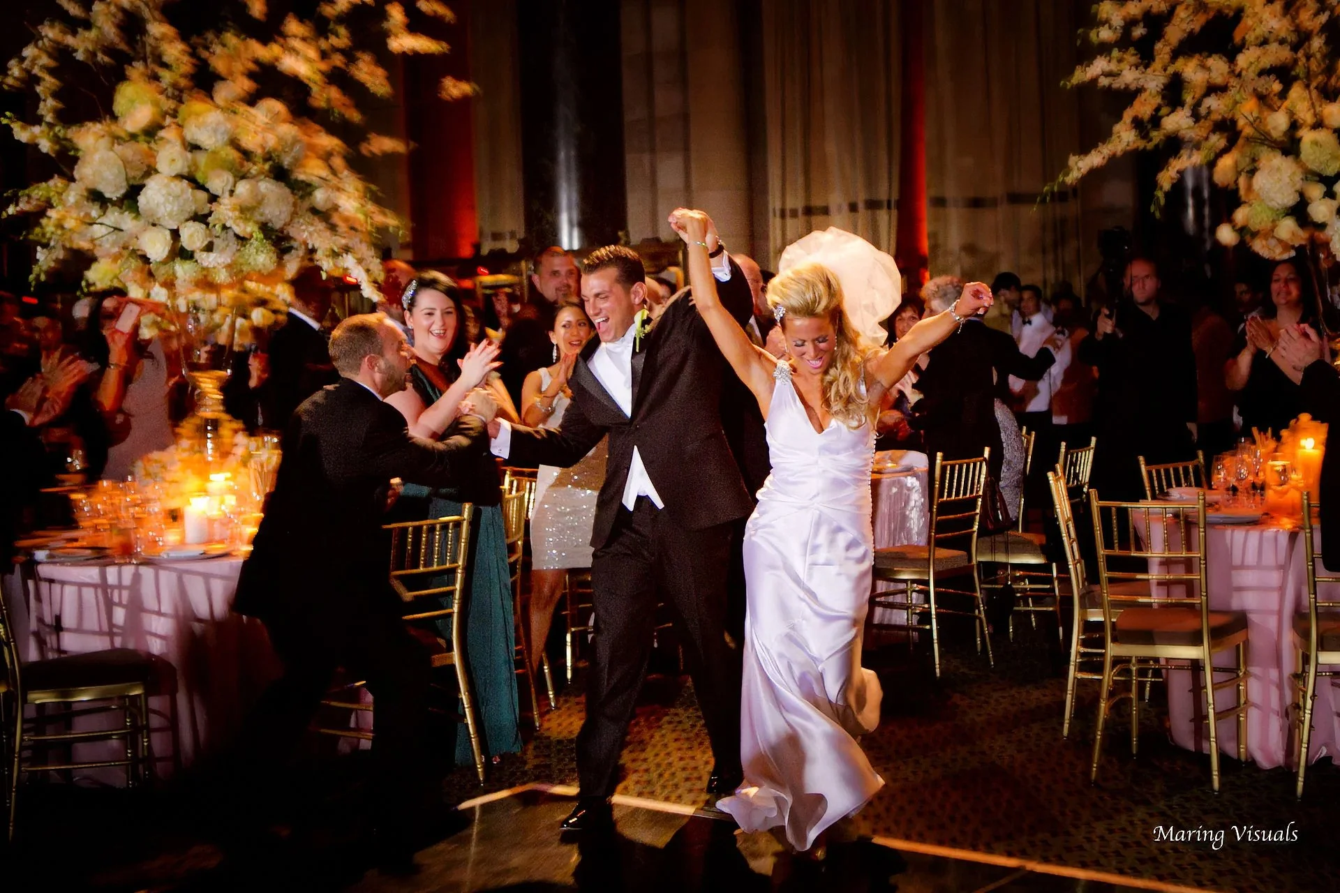 Bride and Groom Grand Entrance Into Wedding Reception at Cipriani 42nd Street
