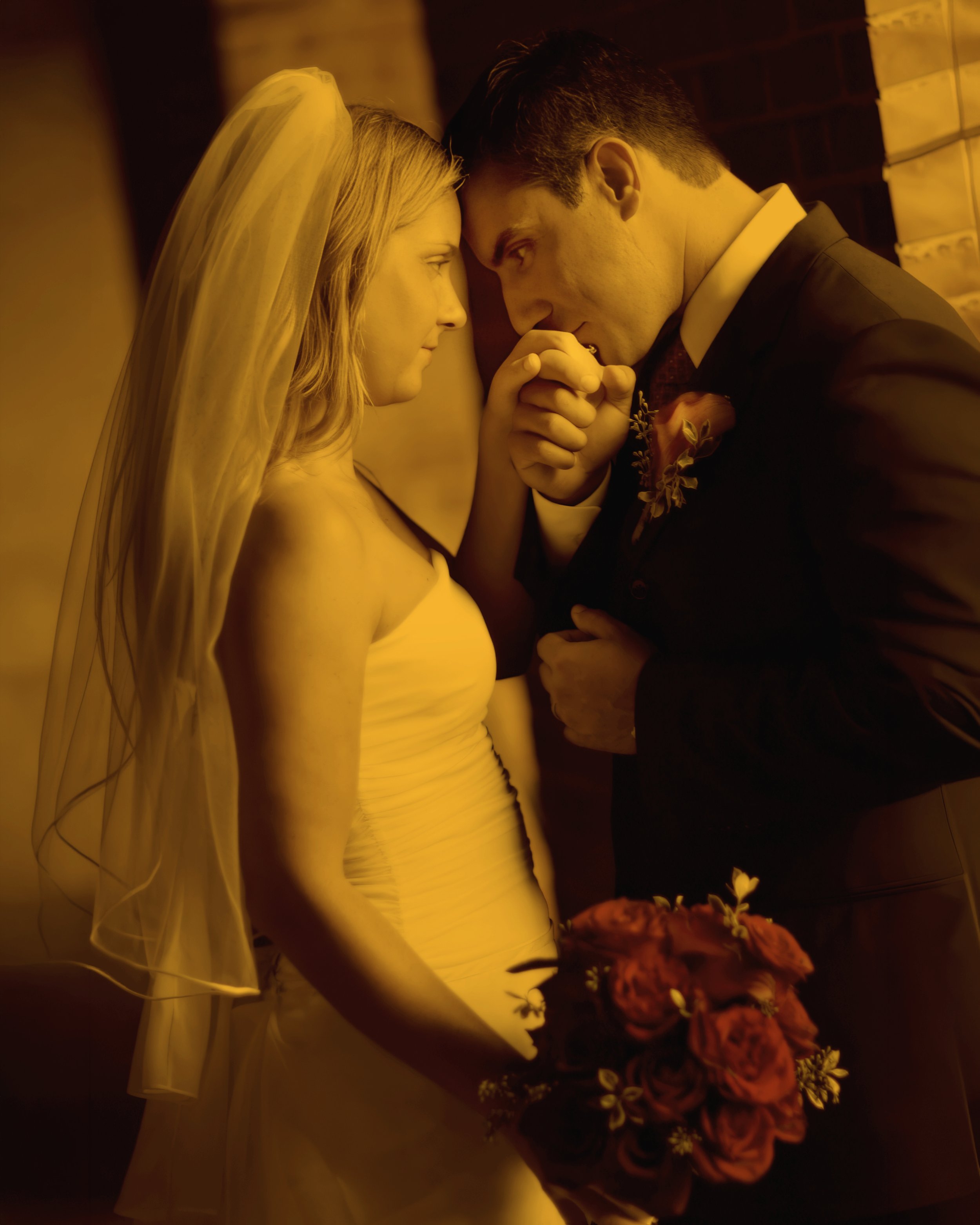 Romantic fine art portrait of bride and groom on the grounds of the New Haven Lawn Club.