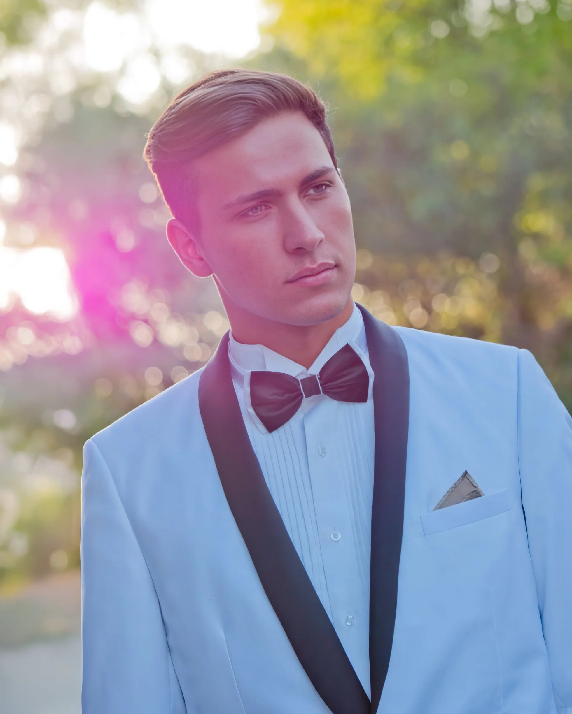 Senior portraits in a tuxedo