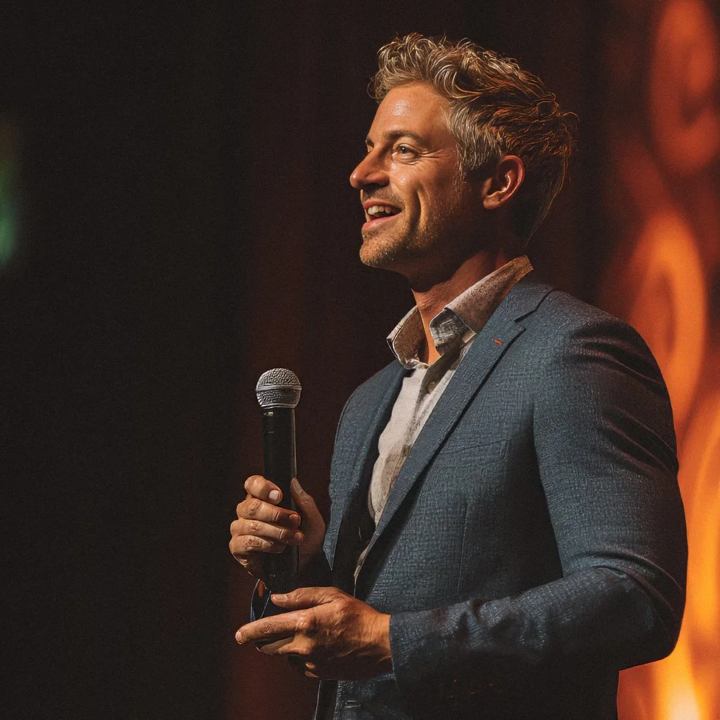 Keynote speaker presenting on stage at a Connecticut corporate event.