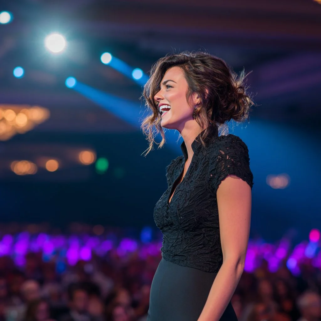 Keynote speaker presenting to an audience at a Hilton Head corporate event.