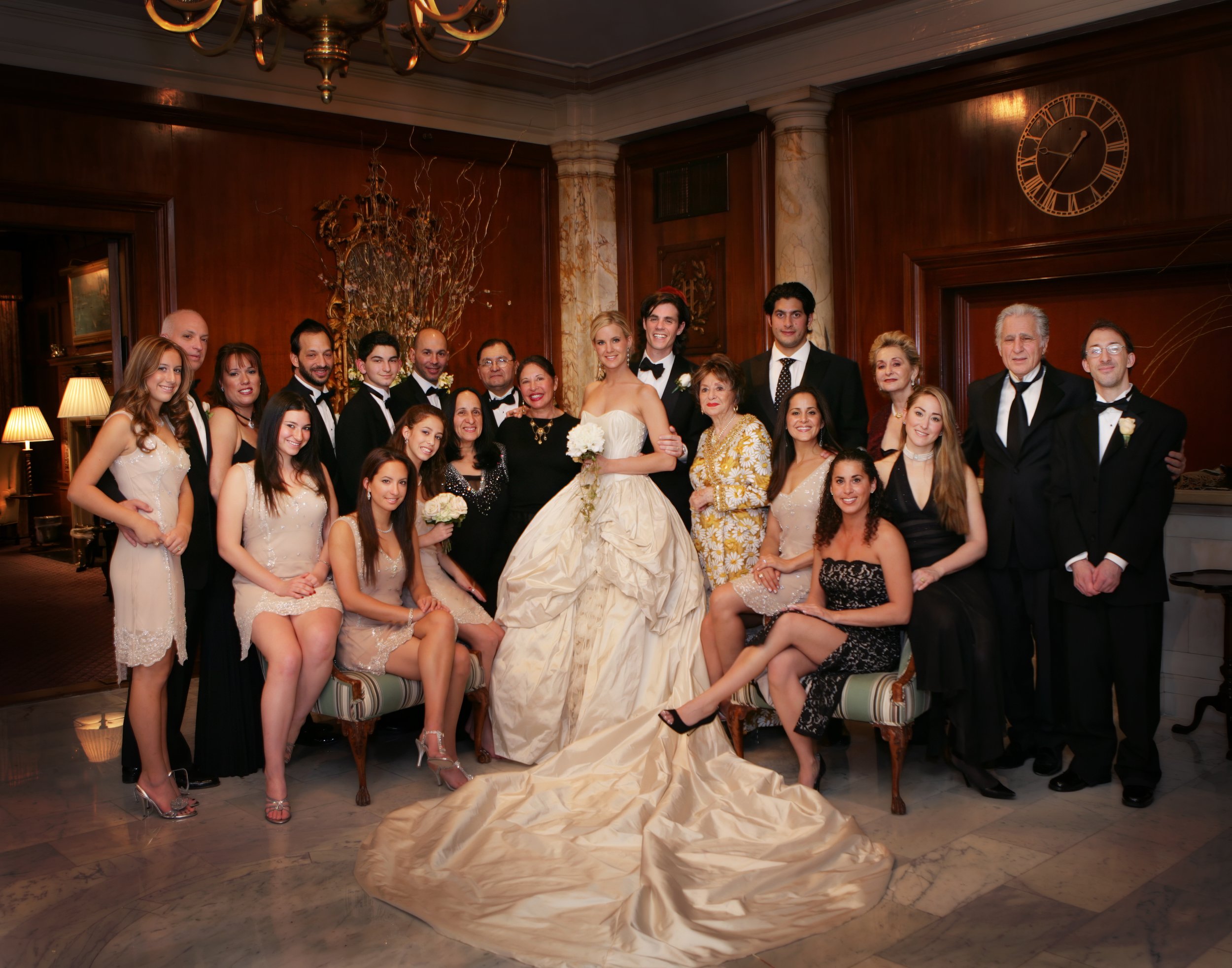 Family groupings posed at the Harmonie Club in Manhattan