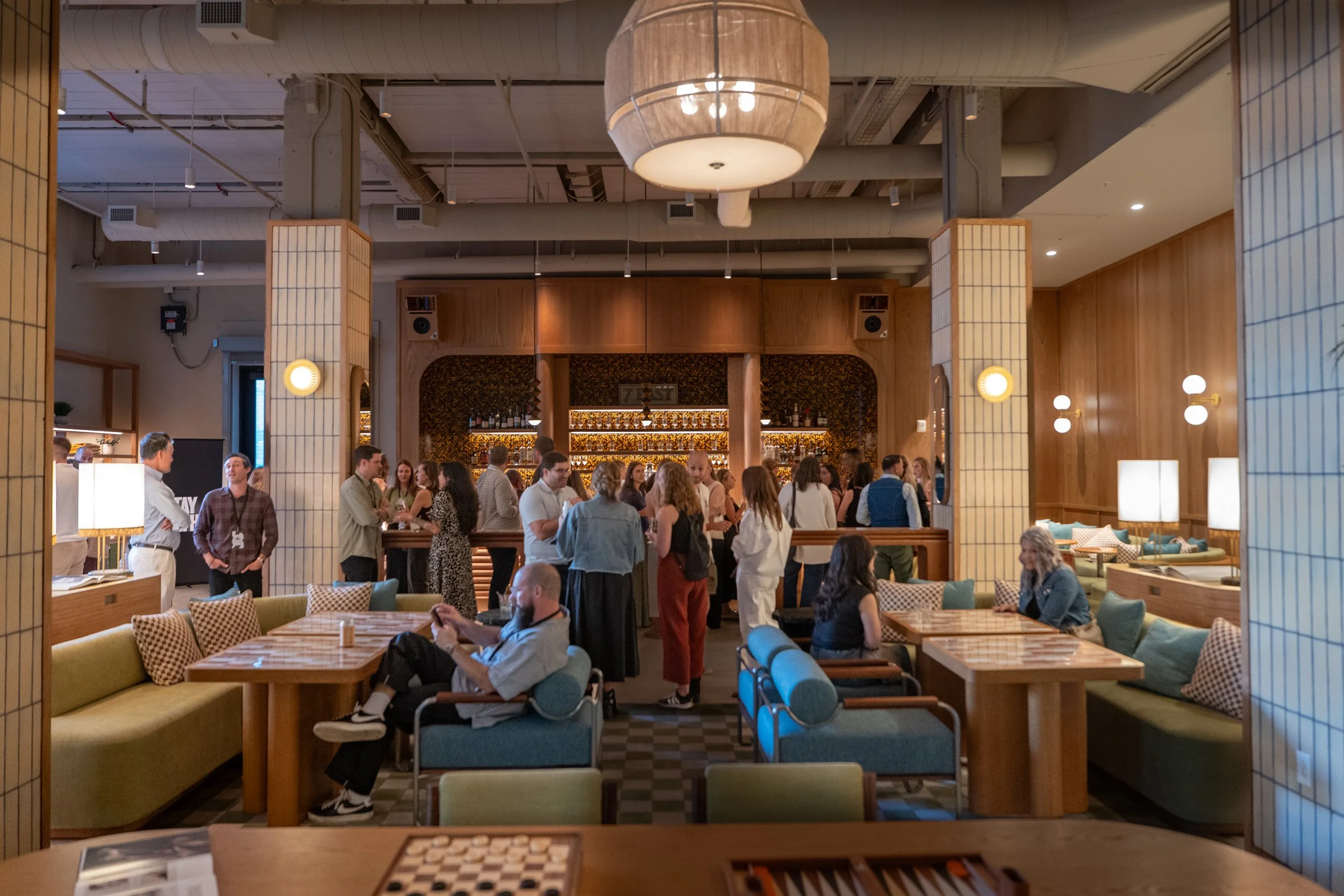 Interior of Recess Hotel & Club in downtown Savannah during a corporate hospitality event.