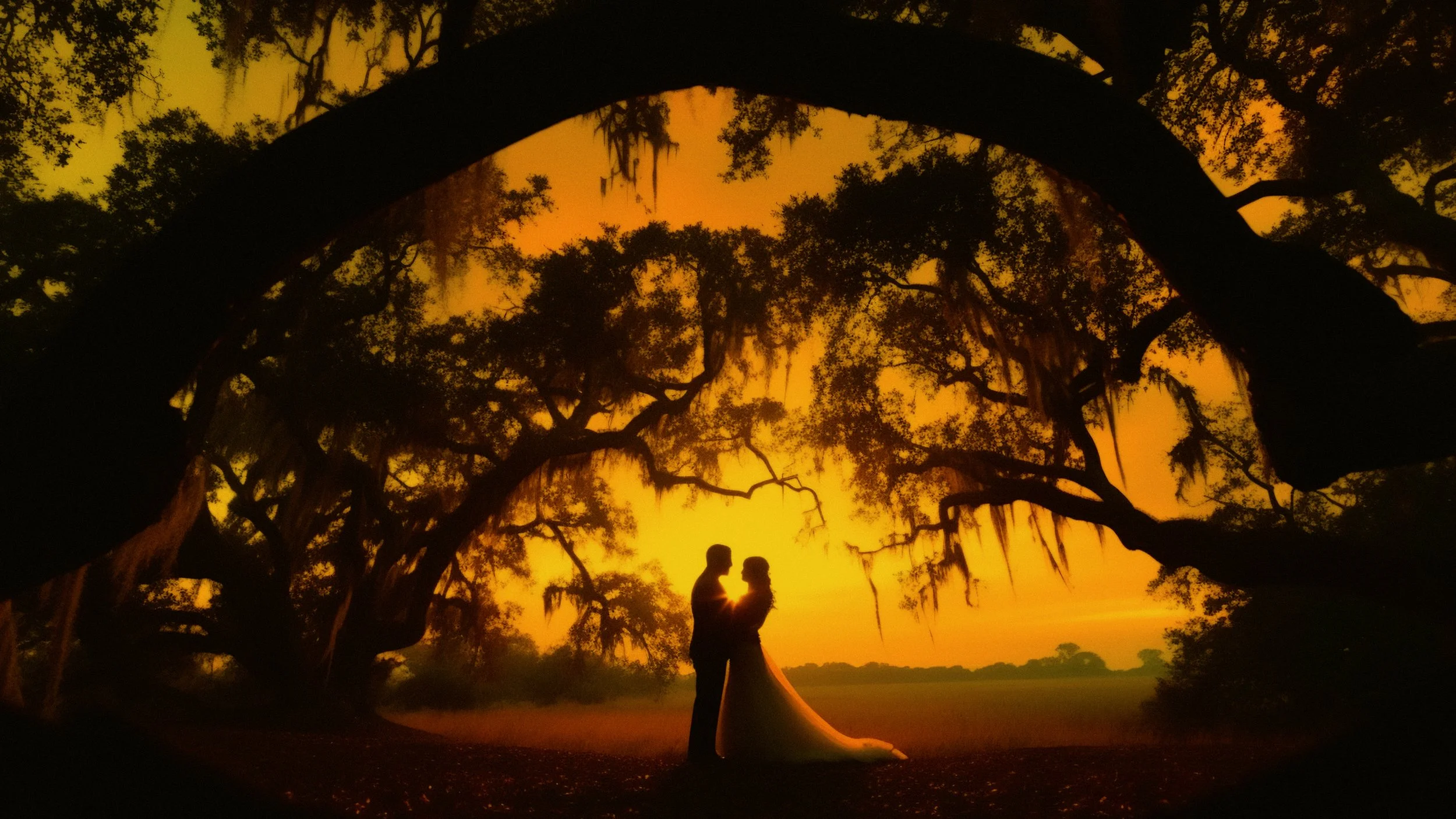 Bride and Groom under the live oaks in the Low Country Montage Palmetto Bluff Wedding Photographer