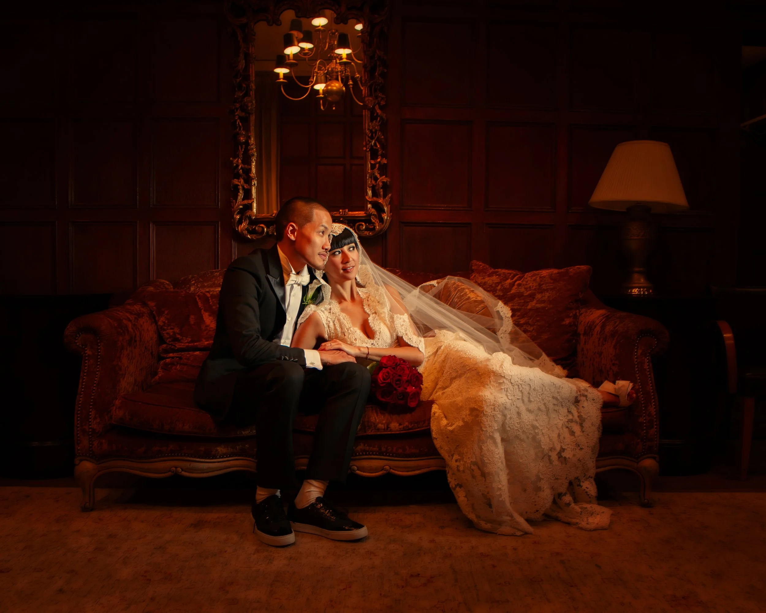Luxury Bride and Groom Portraits in the Tapestry Room at Cipriani 42nd Street