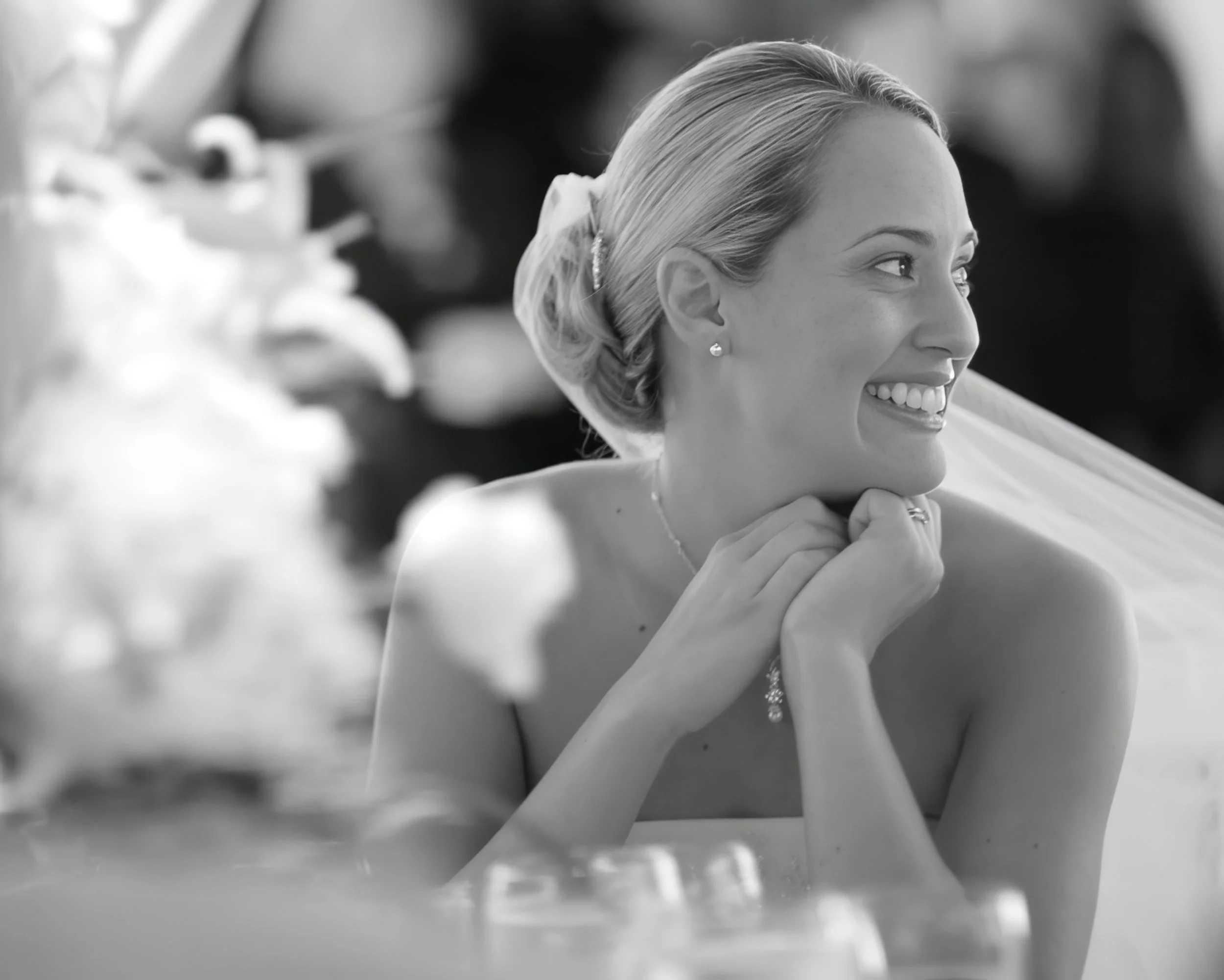 Elegant bridal candid in Avery Court at Wadsworth Atheneum.