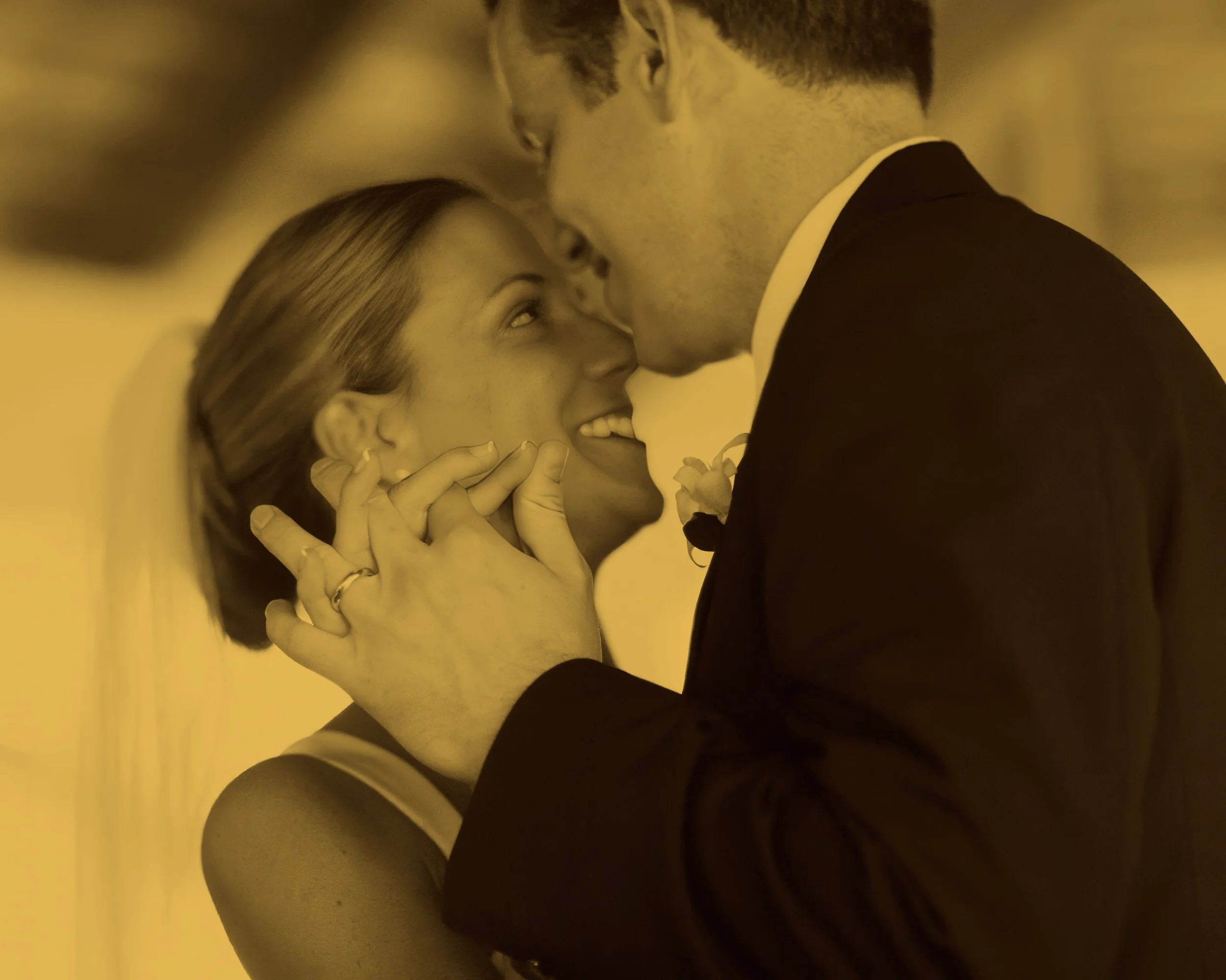 Bride and groom share their first dance, captured in a fine art style photograph at the Inn at Mystic.