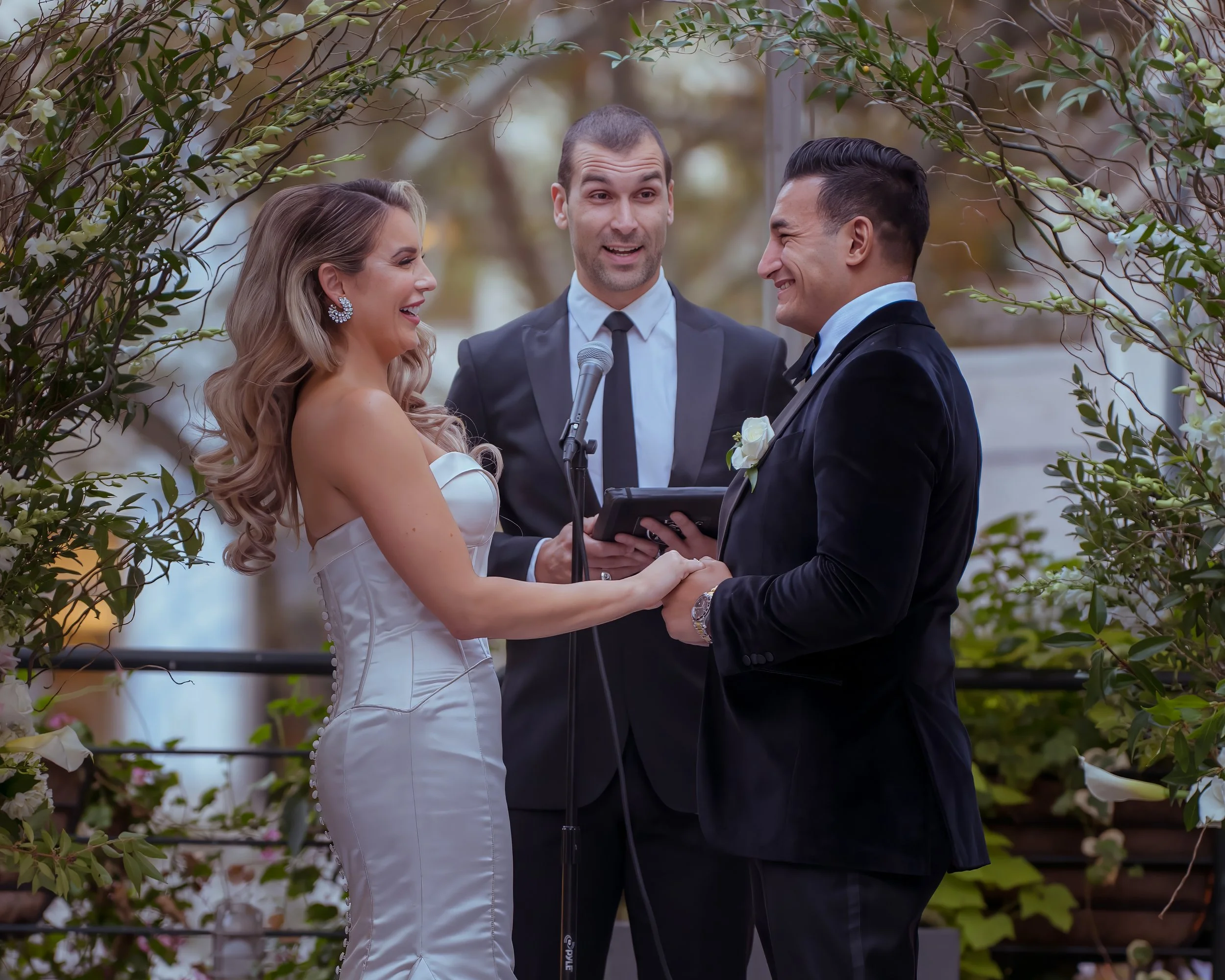 Outdoor wedding ceremony on the terrace at Bryant Park Grill Midtown Manhattan