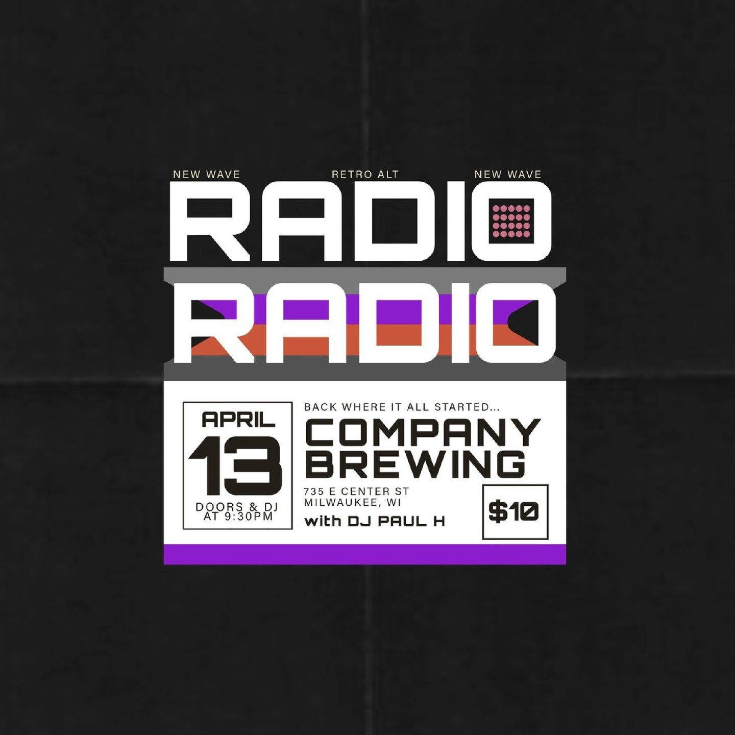 Radio Radio is back this Saturday where it all began in 2009⁠
⁠
Come on out and dance till you drop⁠
⁠
Two sets of New Wave madness with our guy DJ Paul H keeping it hot when we're not!⁠
⁠
Get your tickets by showing up and paying $10 cash at the doo